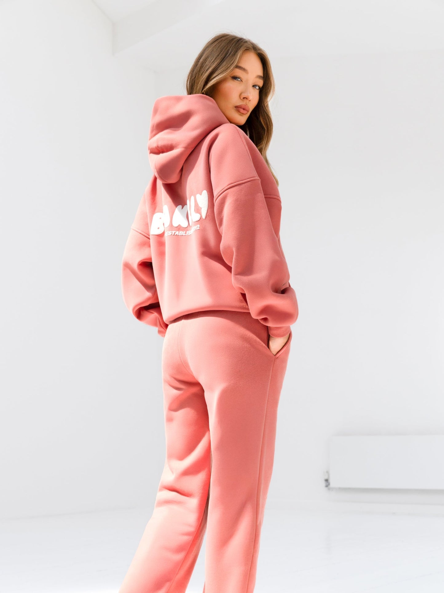 Cloud Print Wide Leg Sweatpants - Sunrise Coral