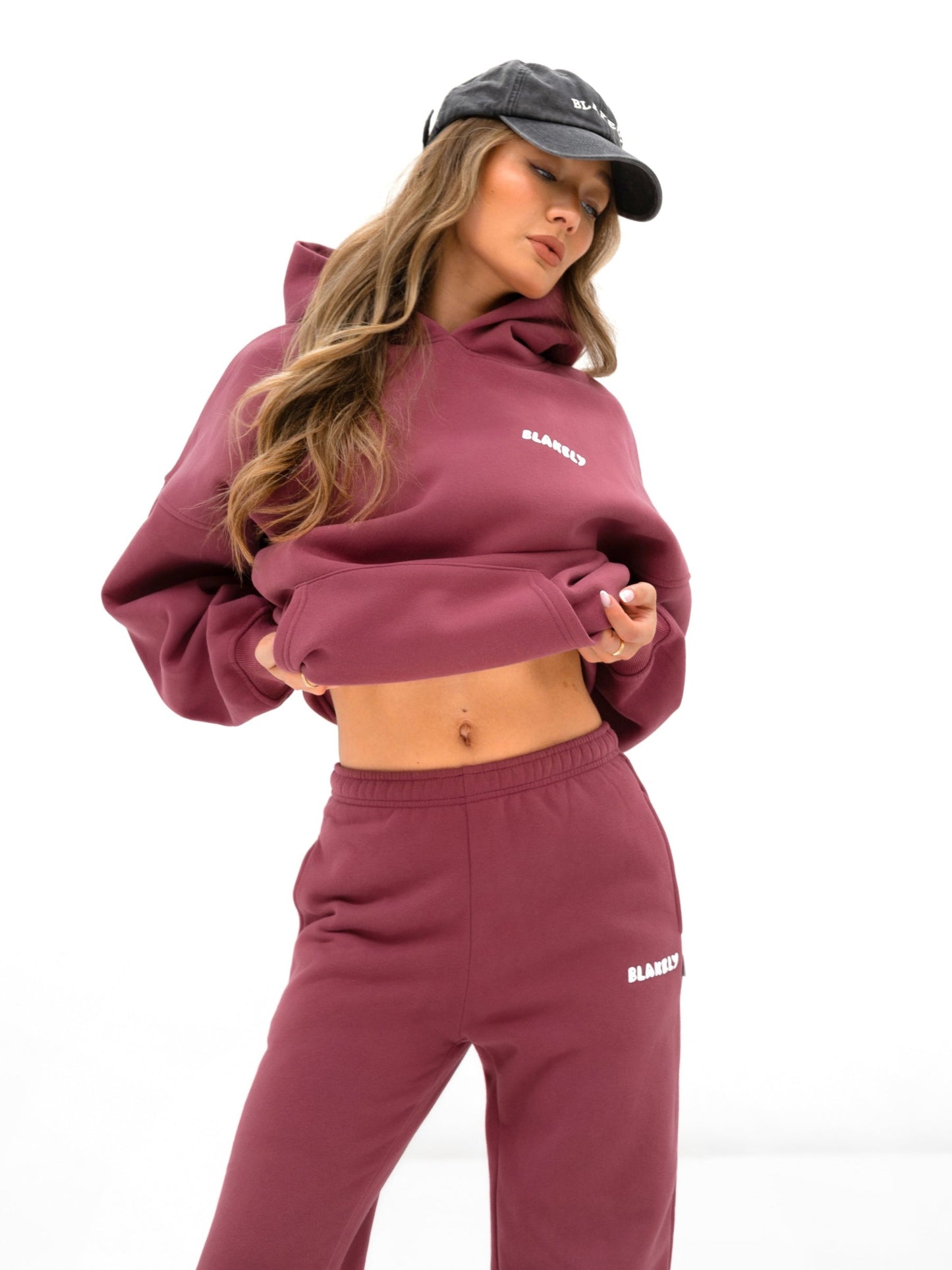 Cloud Print Wide Leg Sweatpants - Dark Pink