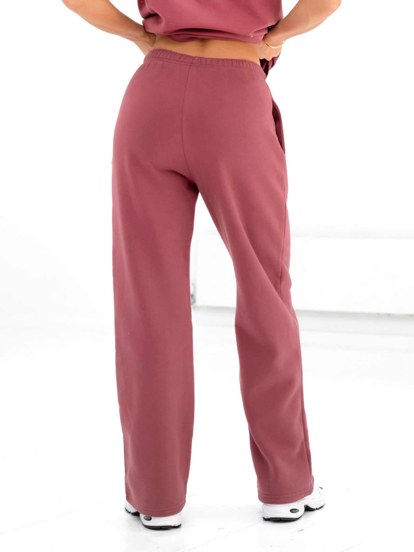 Cloud Print Wide Leg Sweatpants - Dark Pink