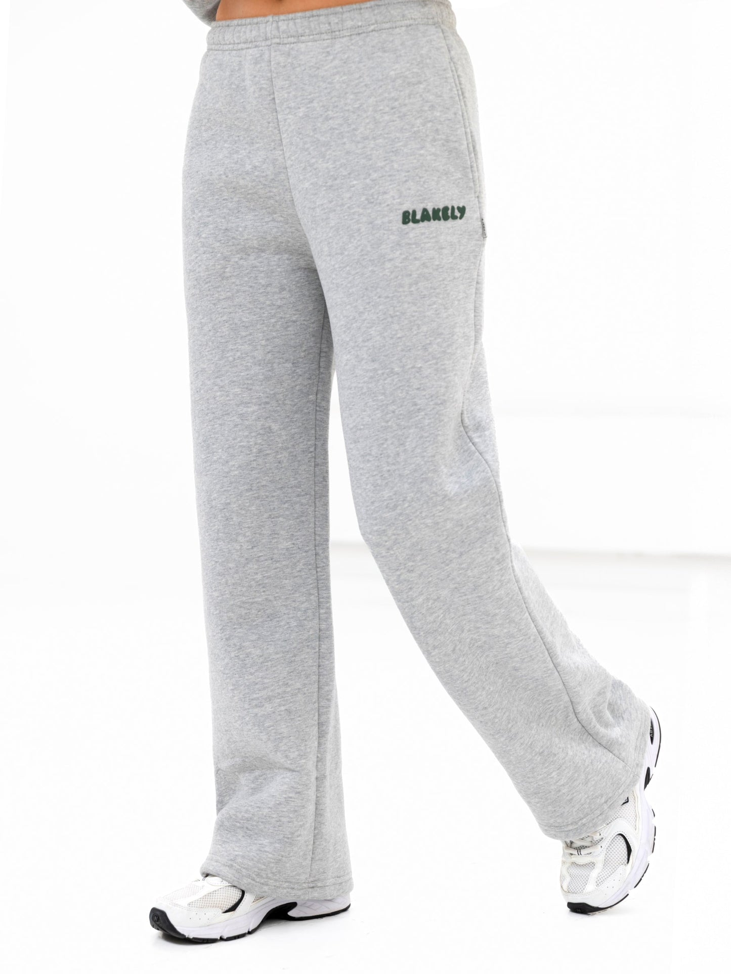 Cloud Print Wide Leg Sweatpants - Marl Grey