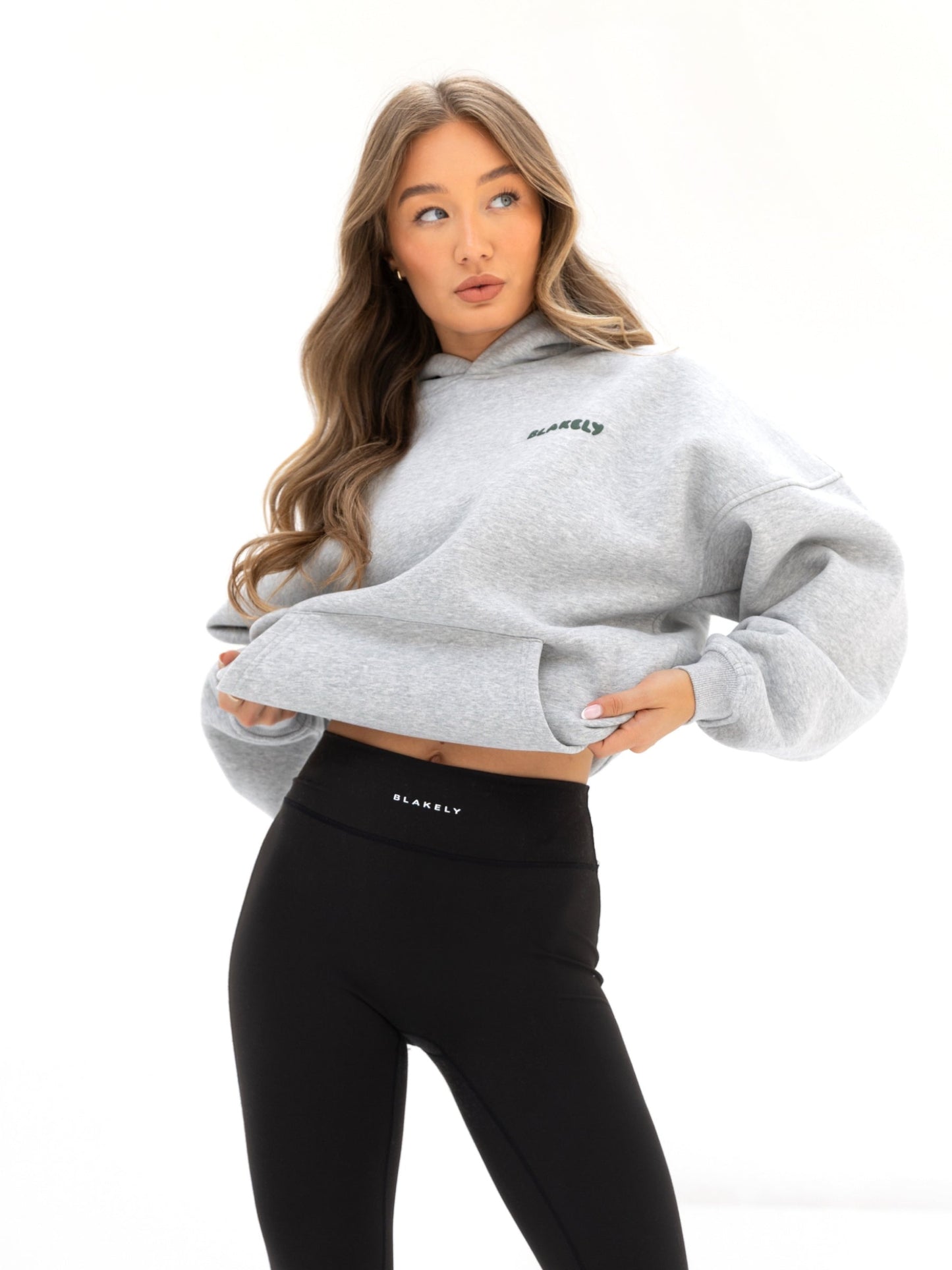 Cloud Print Oversized Hoodie - Marl Grey