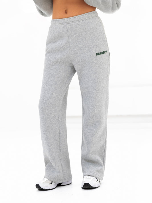 Cloud Print Wide Leg Sweatpants - Marl Grey