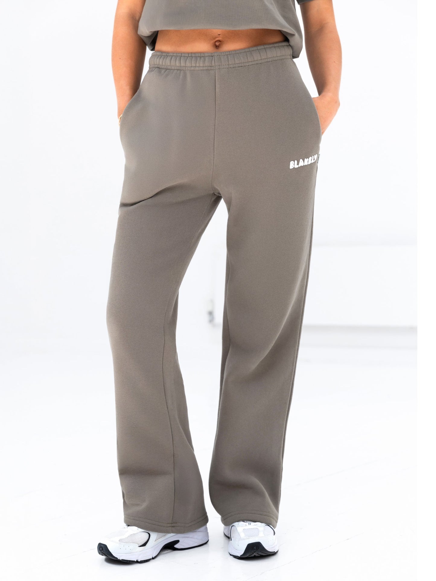 Cloud Print Wide Leg Sweatpants - Safari Green