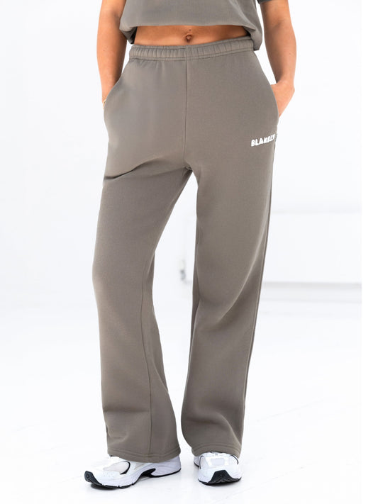 Cloud Print Wide Leg Sweatpants - Safari Green