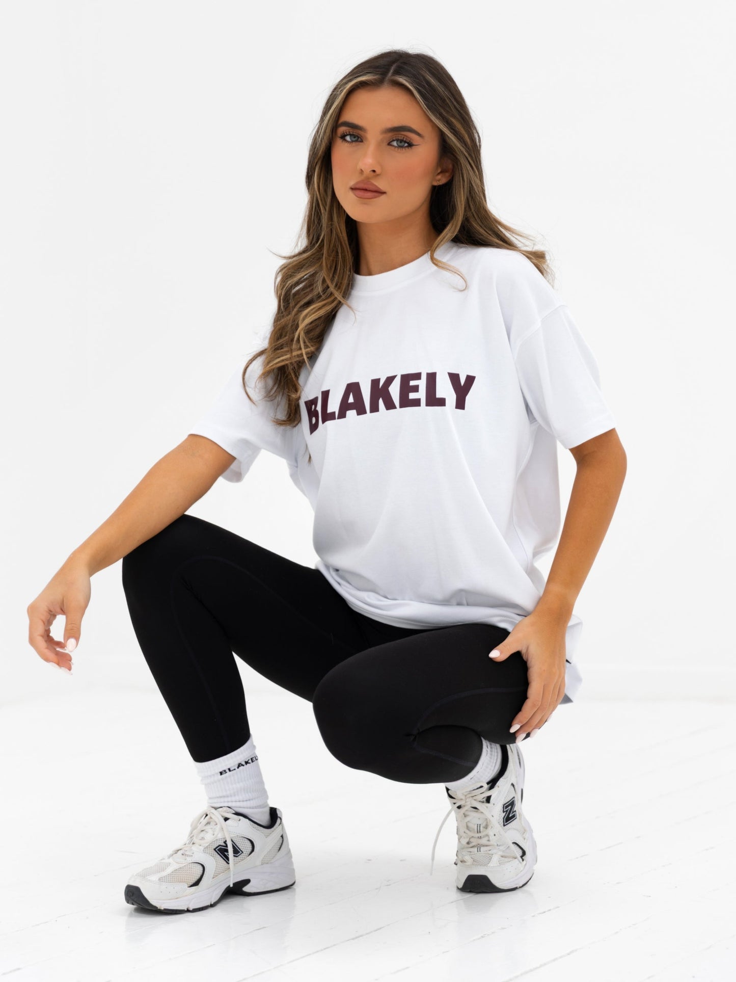 Sophia Oversized T-Shirt - White & Dark Cherry