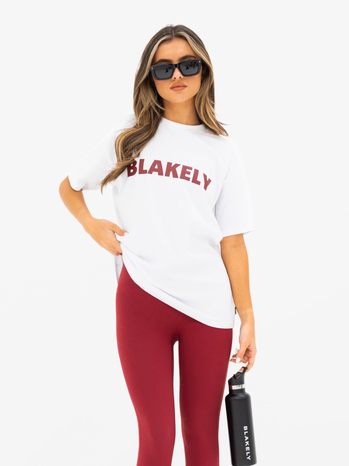 Sophia Oversized T-Shirt - White & Classic Red