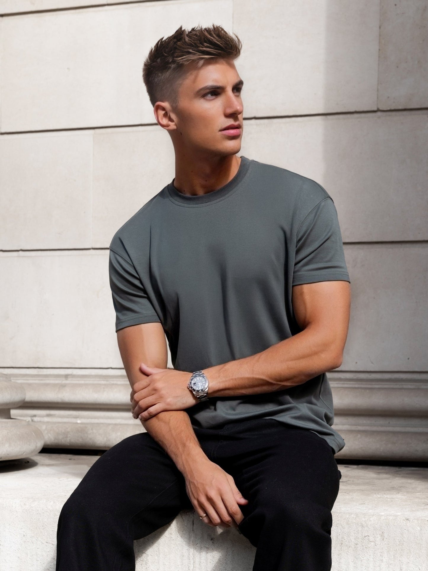Declan Relaxed T-Shirt - Khaki Grey
