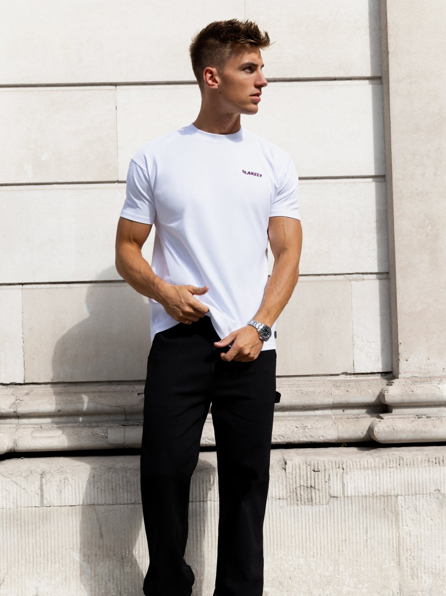 Rhys Relaxed T-Shirt - White & Burgundy