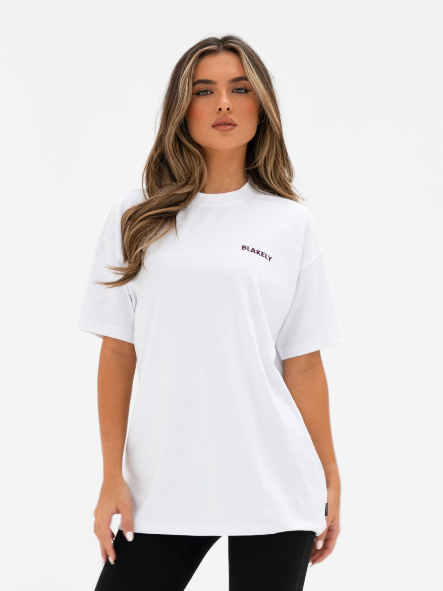 Isla Oversized T-Shirt - White & Dark Cherry