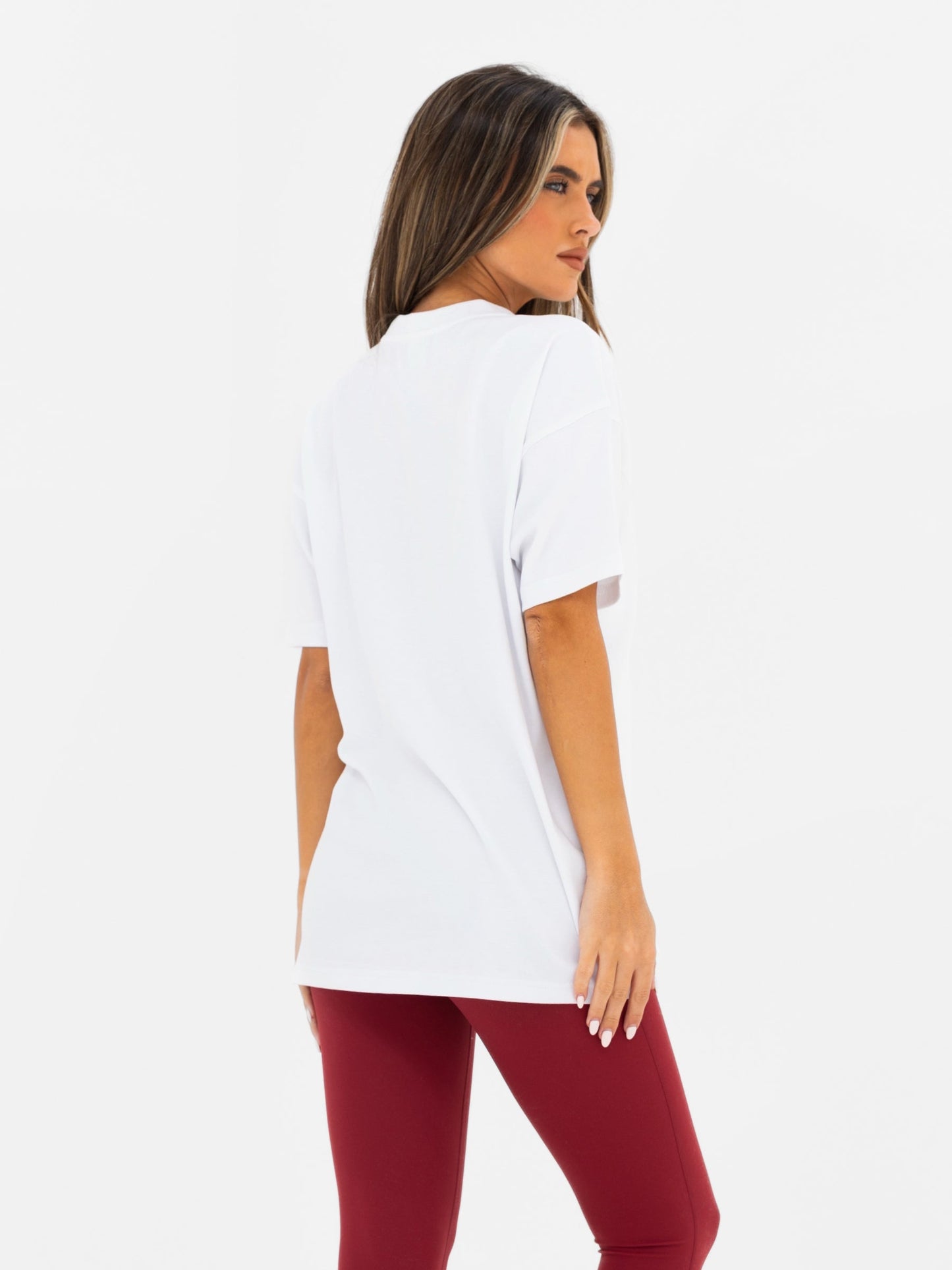 Isla Oversized T-Shirt - White & Classic Red