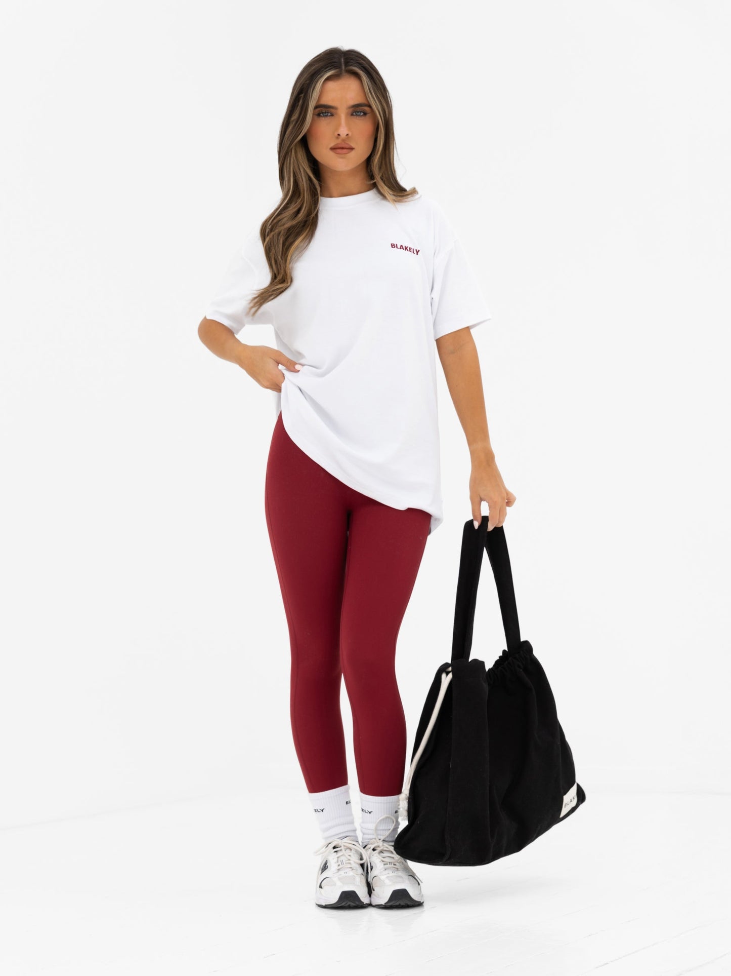 Isla Oversized T-Shirt - White & Classic Red