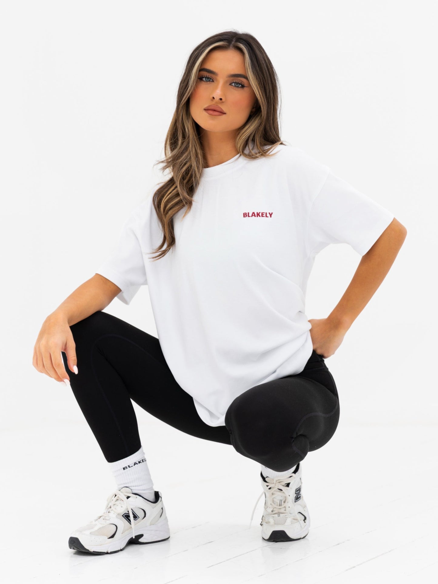 Isla Oversized T-Shirt - White & Classic Red