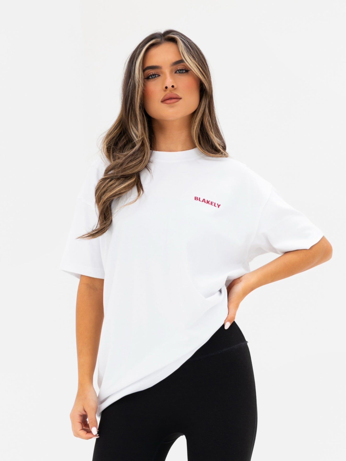 Isla Oversized T-Shirt - White & Classic Red