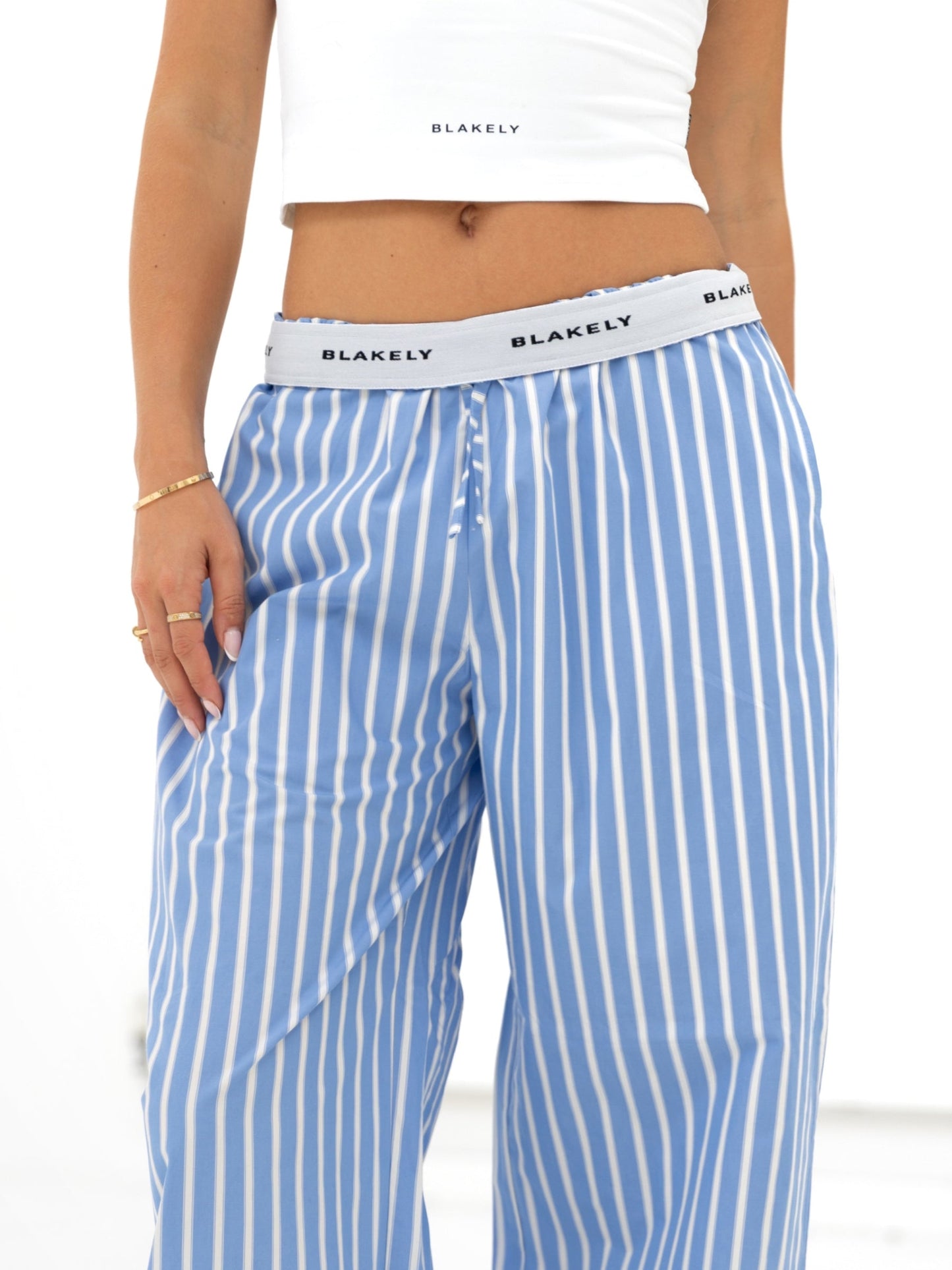 Kiara Stripe Trousers - Blue
