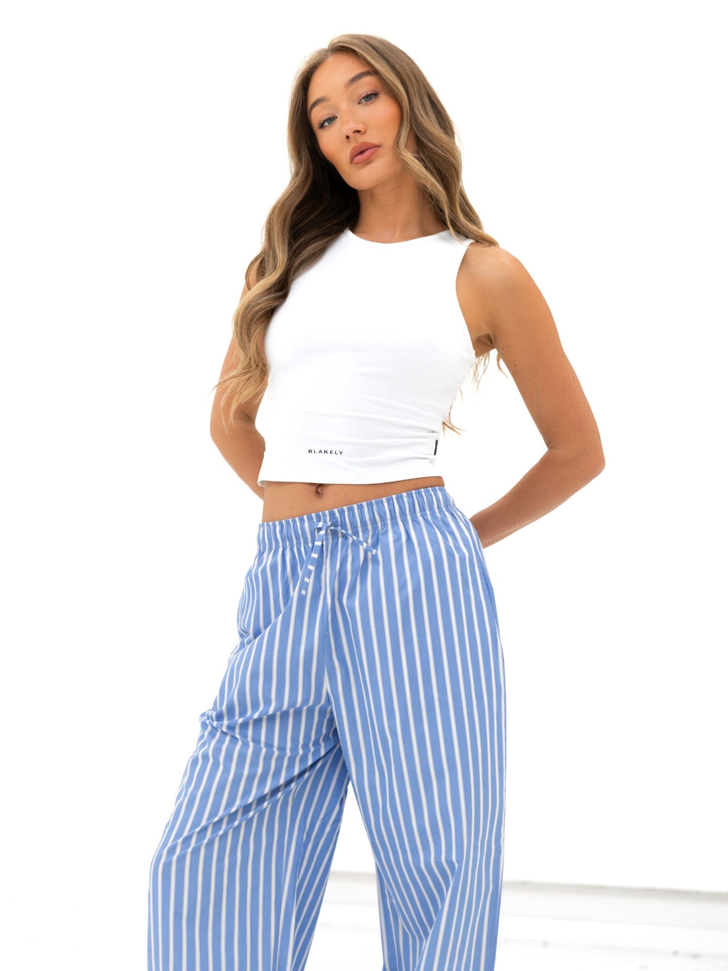 Kiara Stripe Trousers - Blue