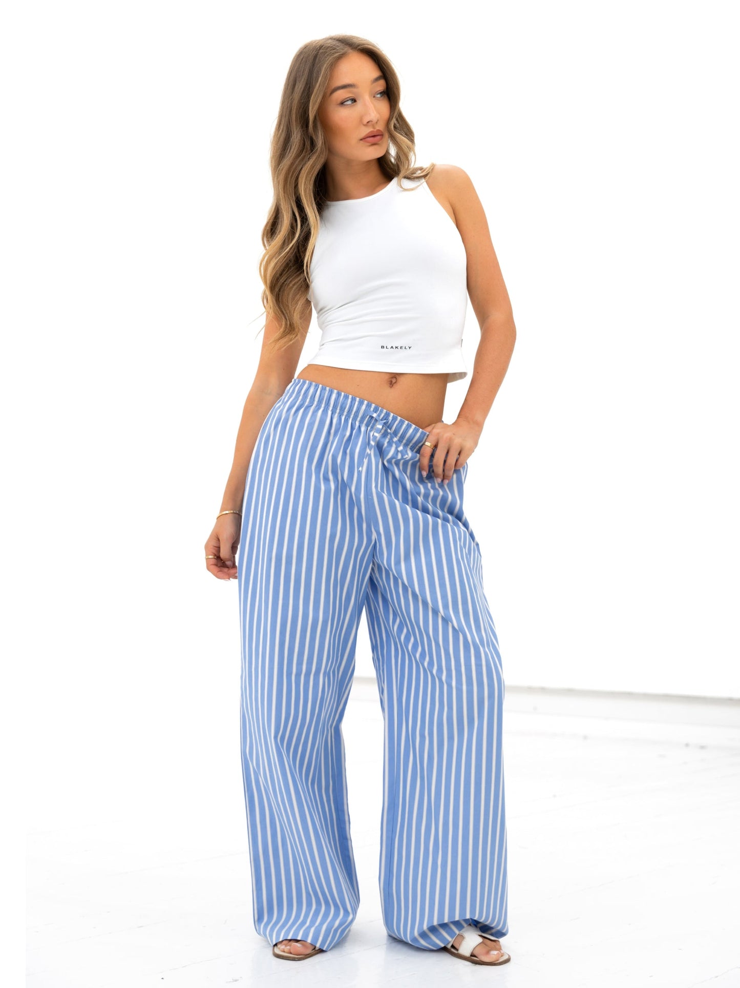 Kiara Stripe Trousers - Blue