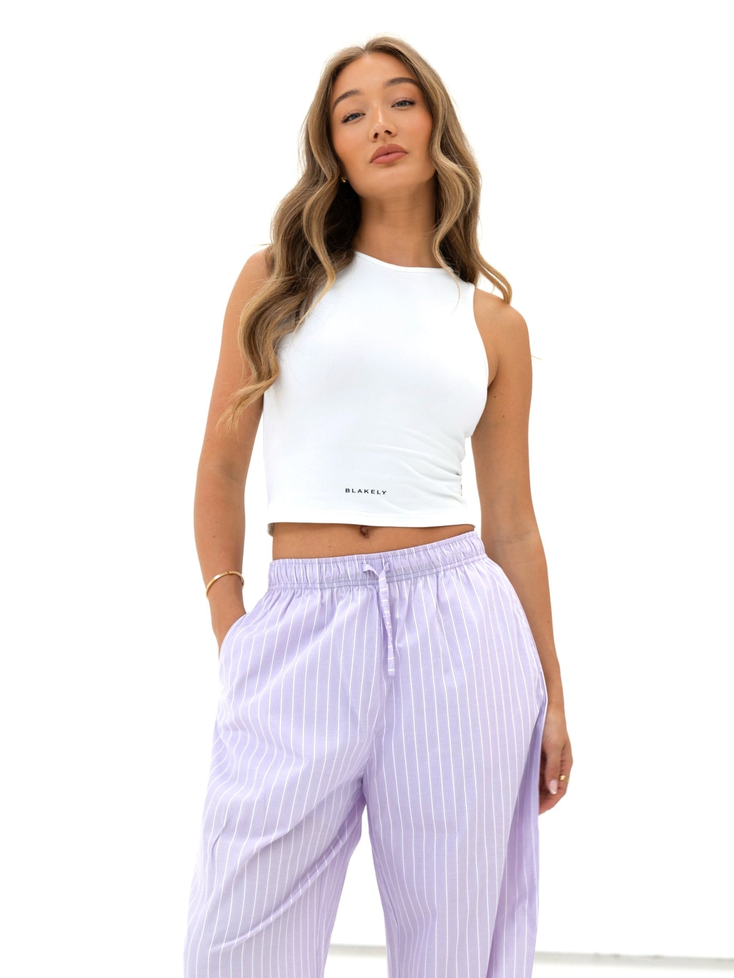 Elodie Stripe Trousers - Purple