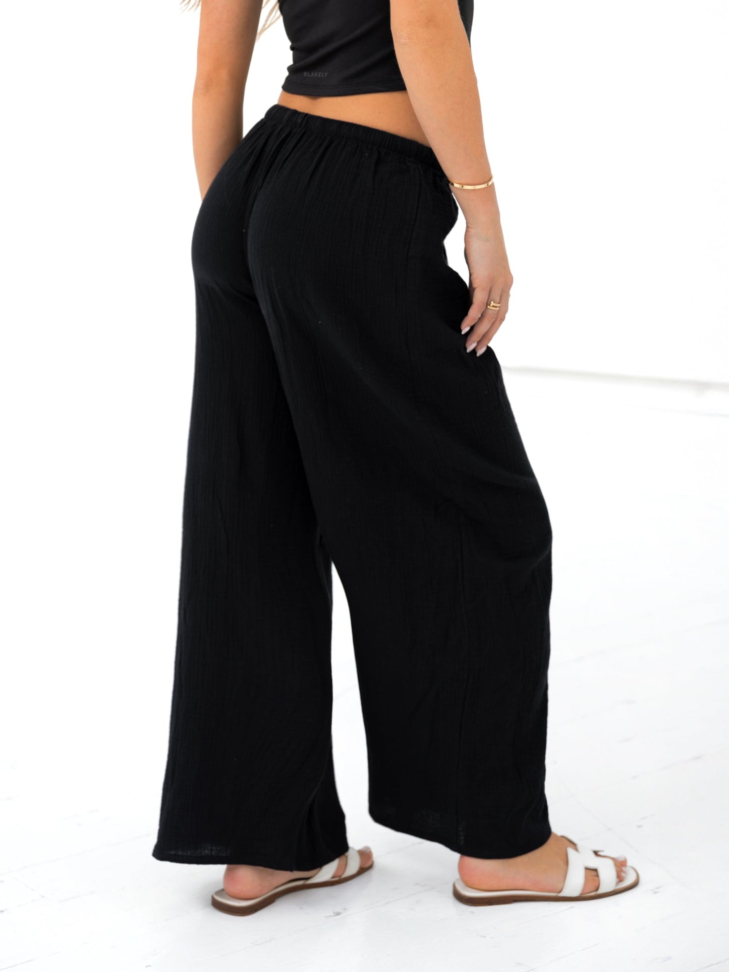 Mila Wide Leg Trousers - Black