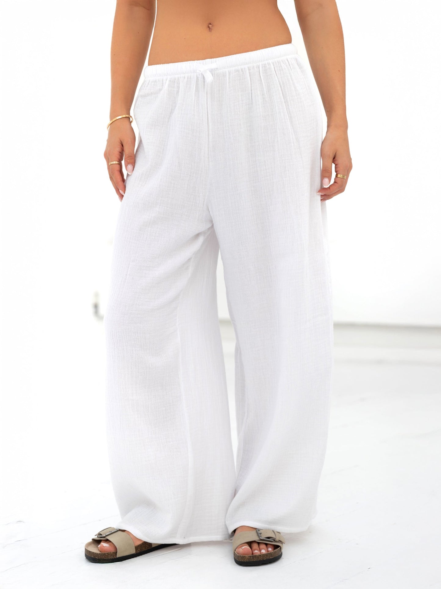 Mila Wide Leg Trousers - White