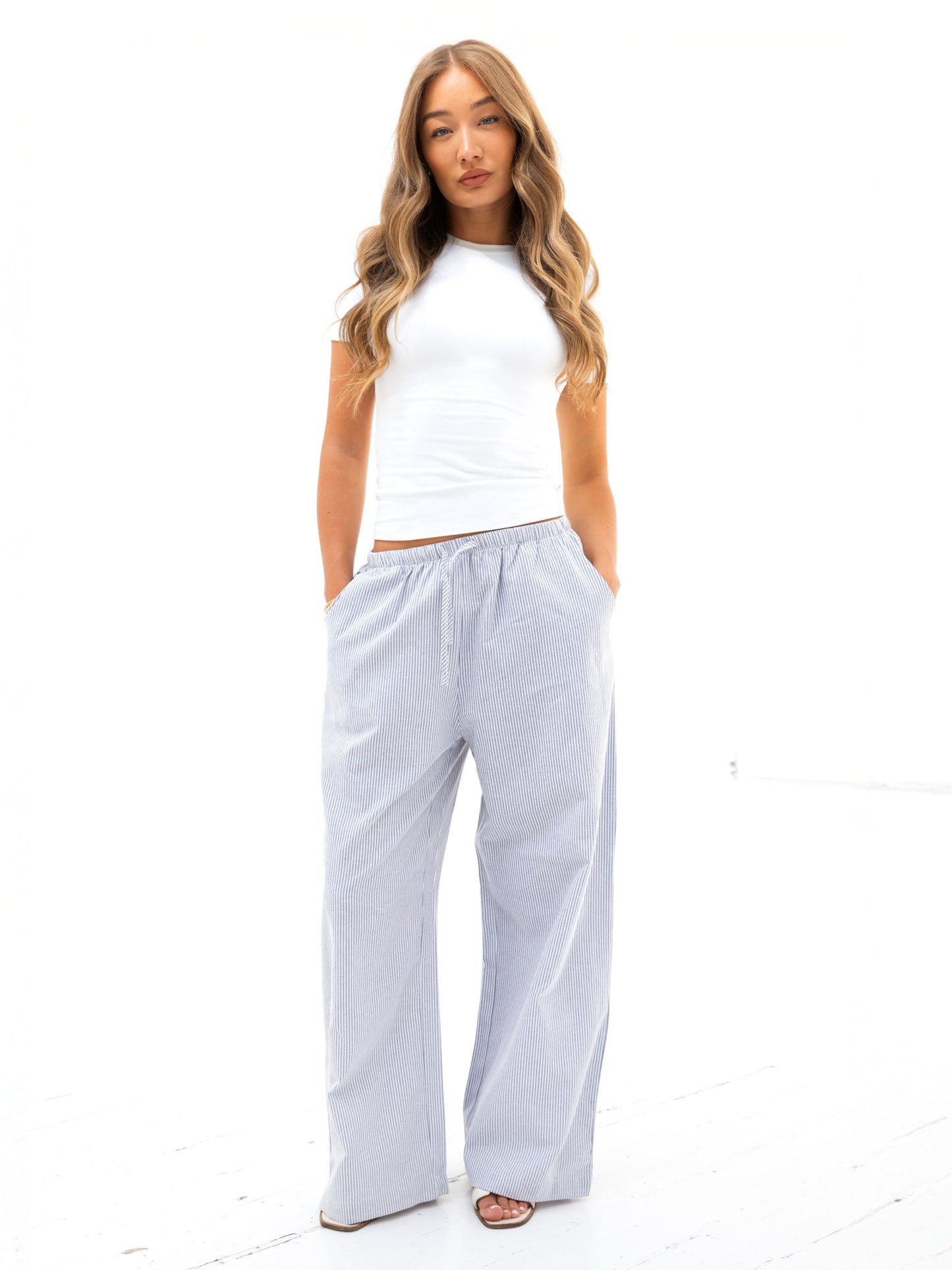 Lola Stripe Trousers - Grey