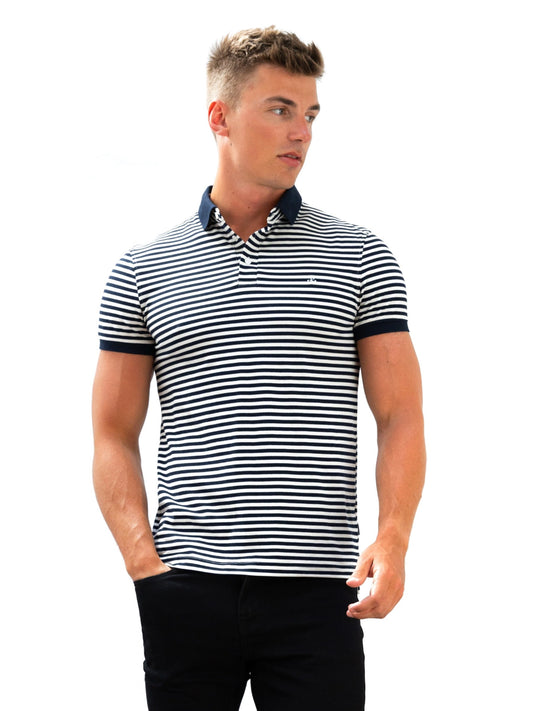 Stripe Polo Shirt - Navy