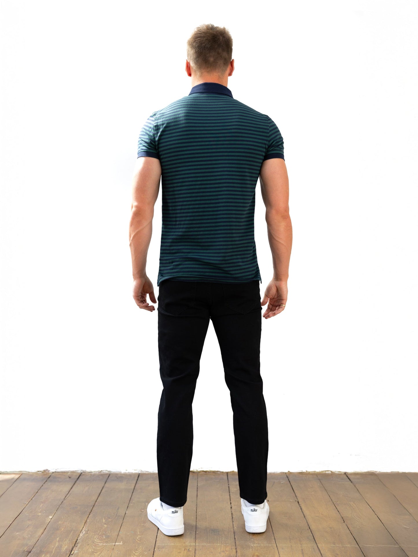 Stripe Polo Shirt - Teal Blue