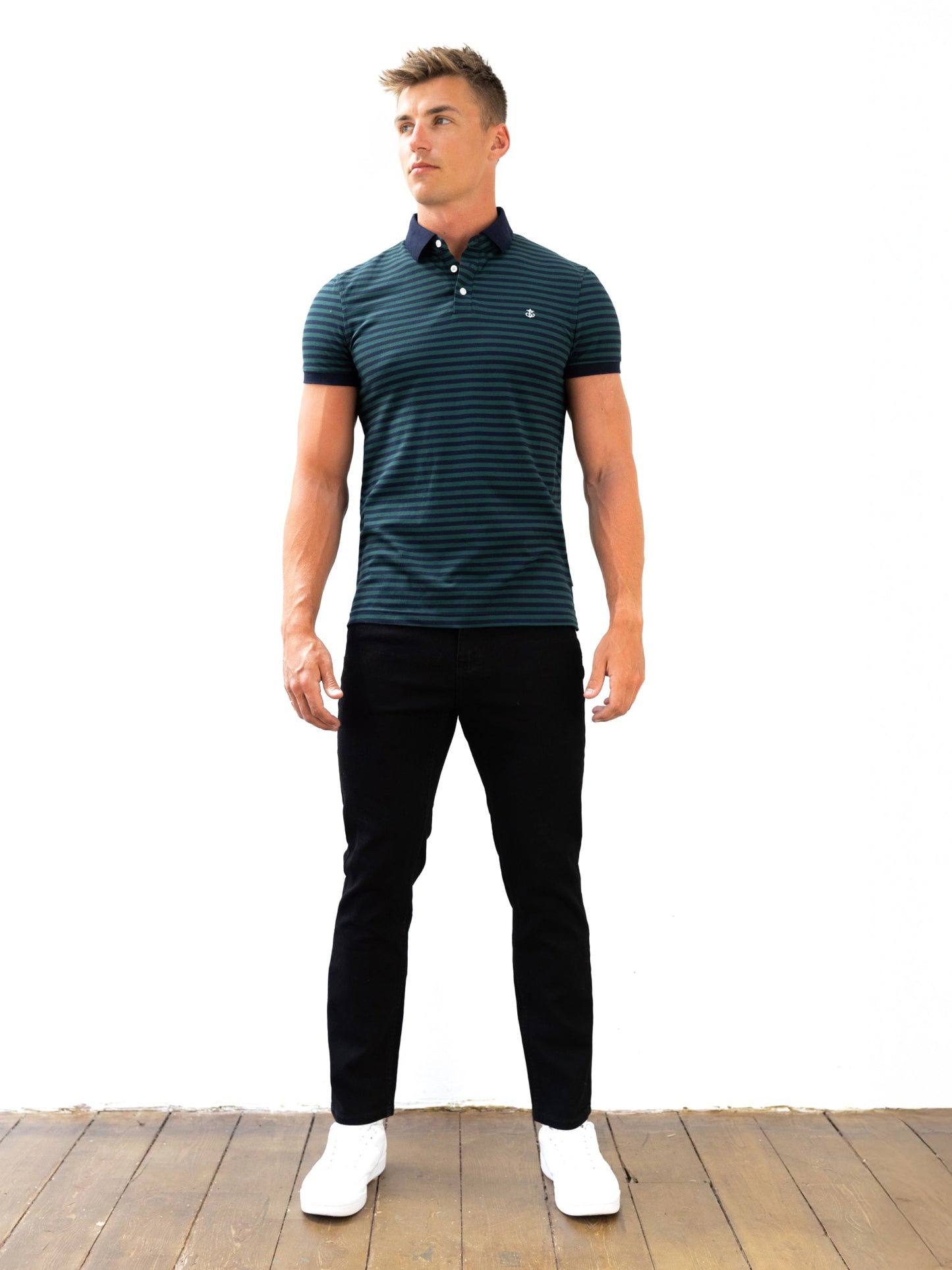 Stripe Polo Shirt - Teal Blue
