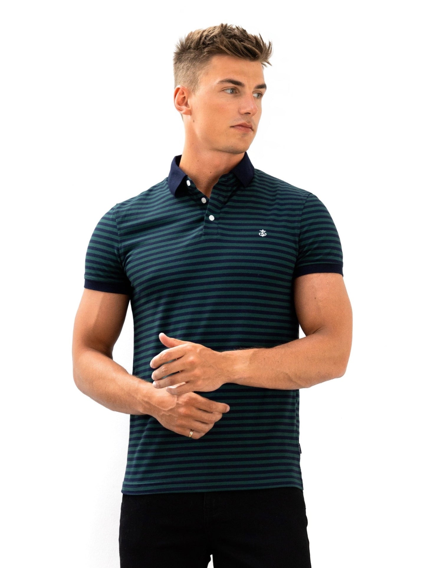 Stripe Polo Shirt - Teal Blue