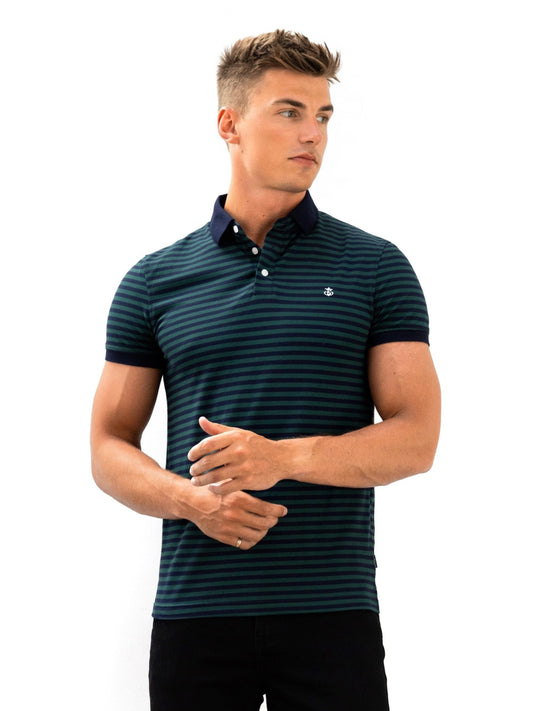 Stripe Polo Shirt - Teal Blue