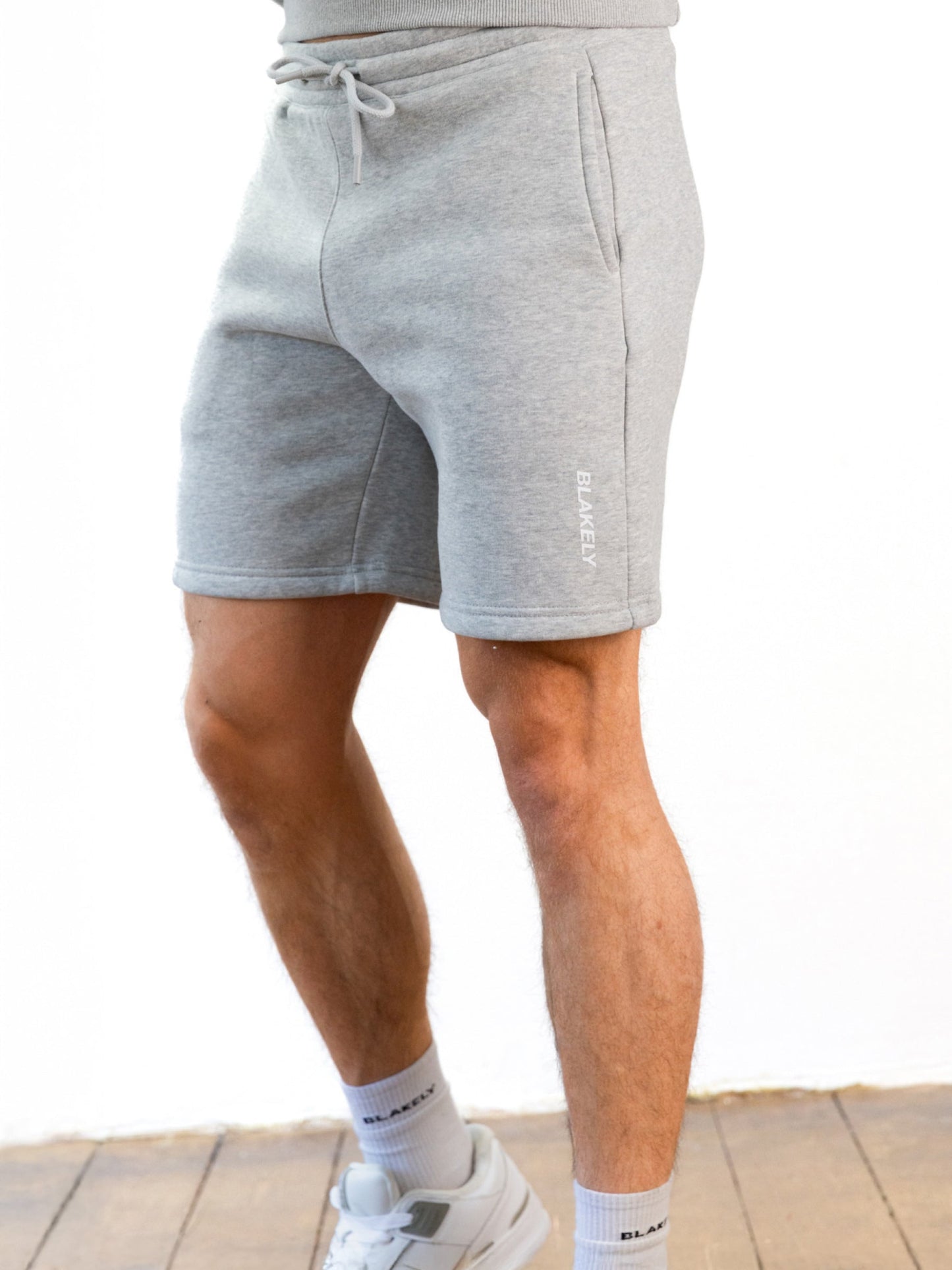 Italic Linear Relaxed Jogger Shorts - Marl Grey