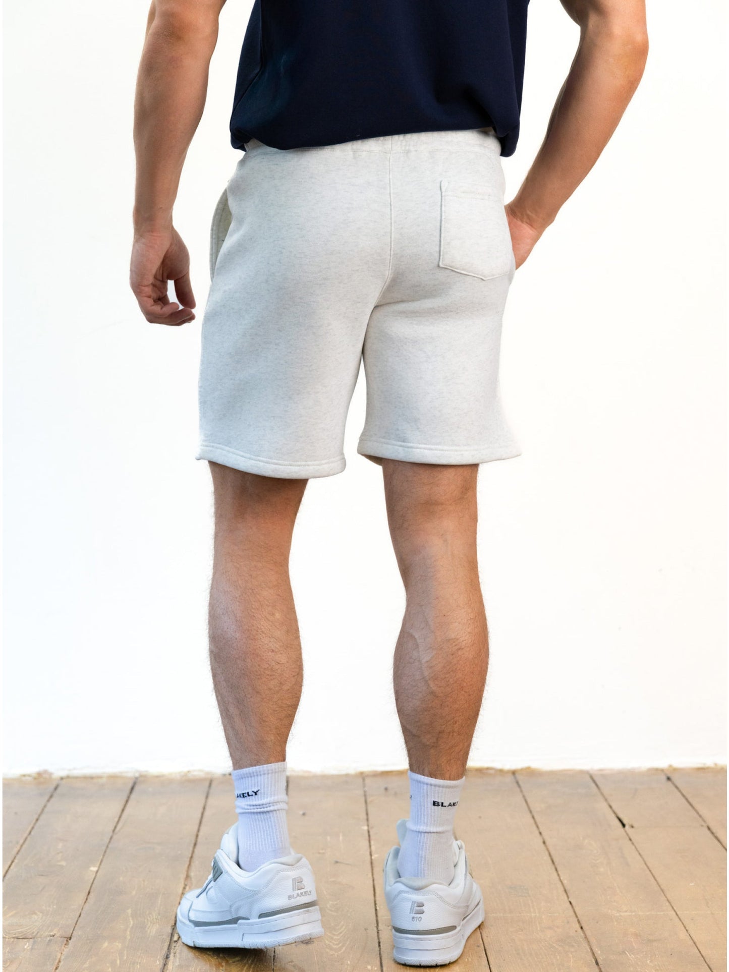 Italic Linear Relaxed Jogger Shorts - Marl White