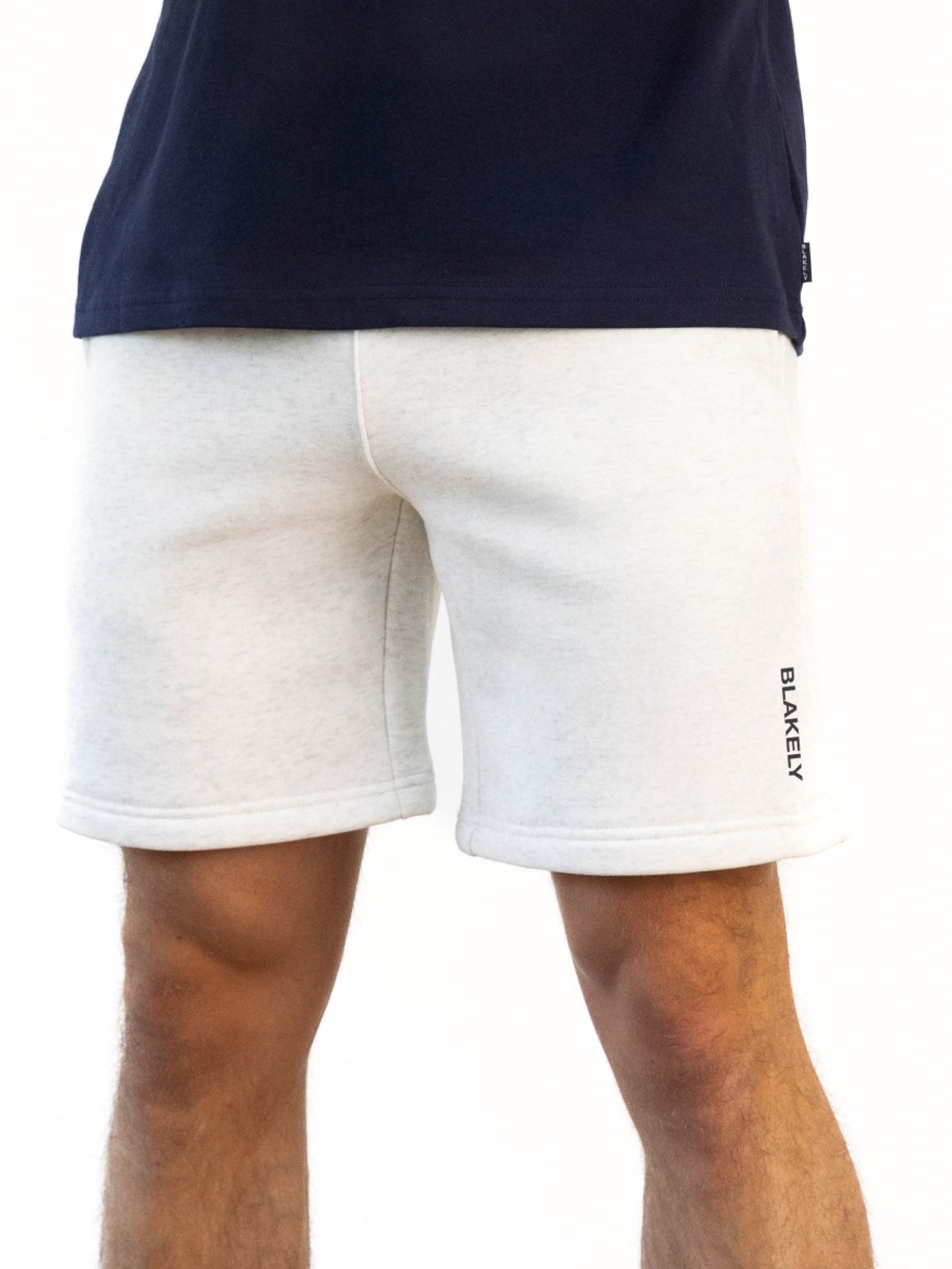 Italic Linear Relaxed Jogger Shorts - Marl White
