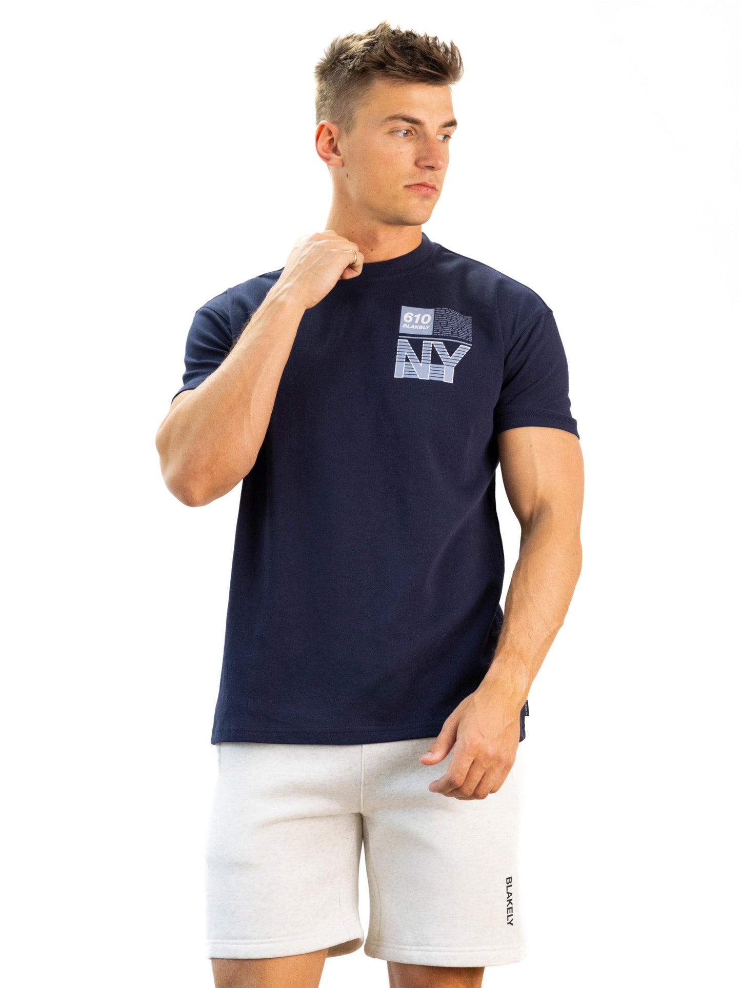 Italic Linear Relaxed Jogger Shorts - Marl White