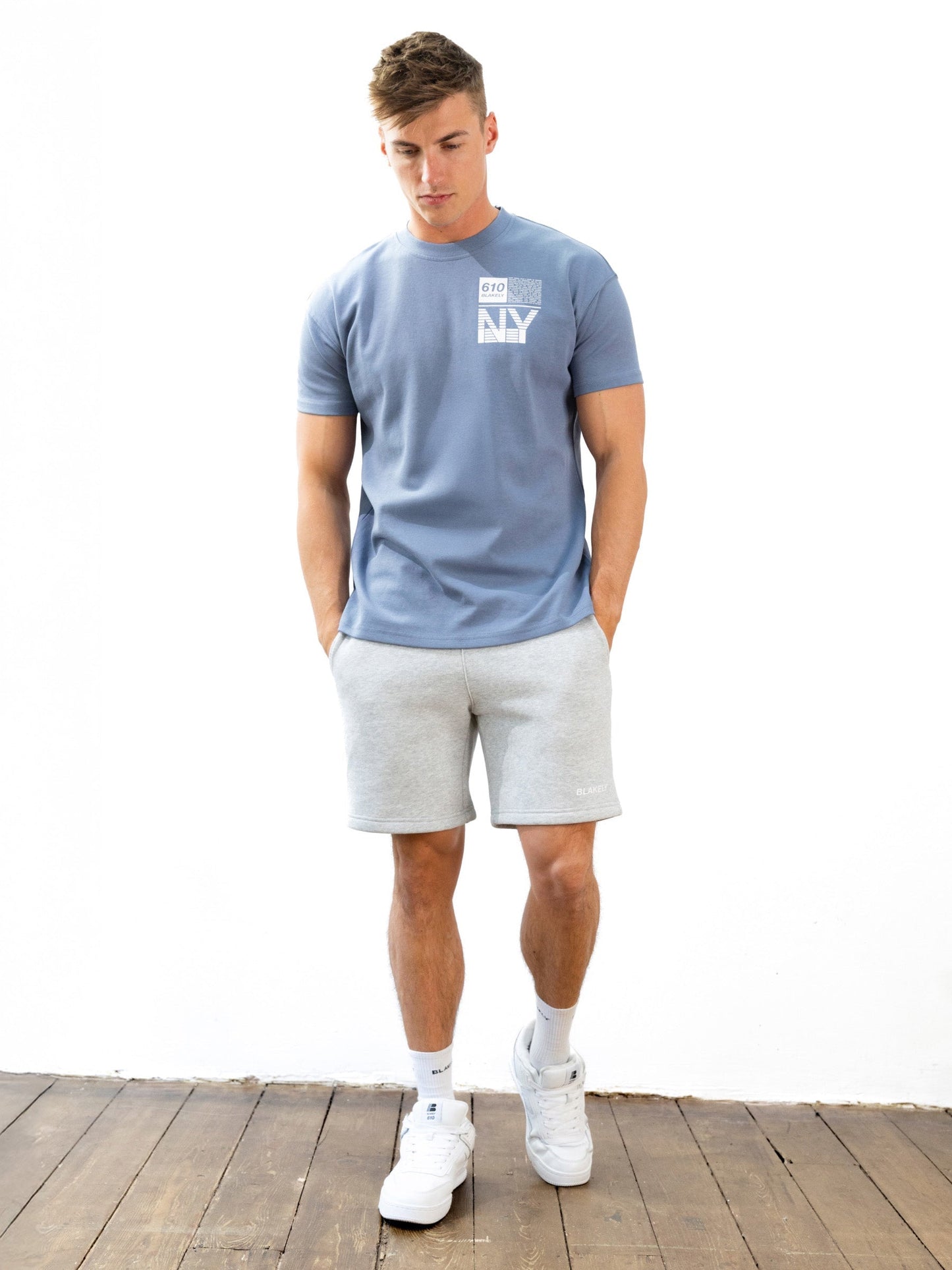 Italic Relaxed Jogger Shorts - Marl Grey