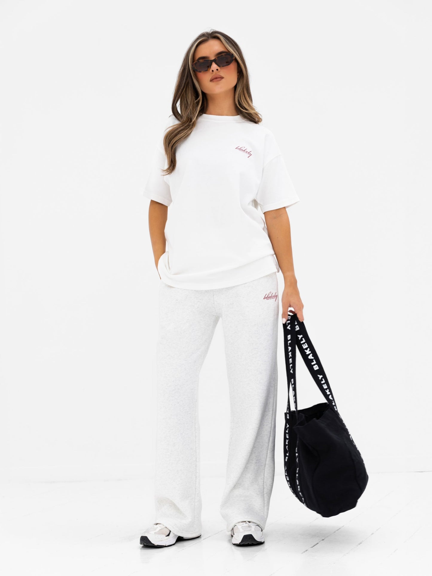 Georgia Wide Leg Sweatpants - Marl White