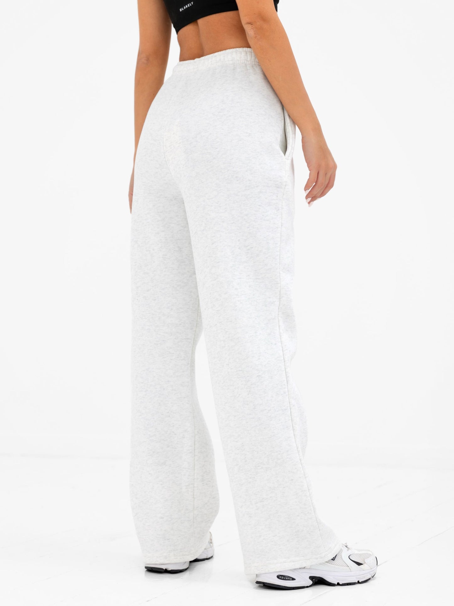 Georgia Wide Leg Sweatpants - Marl White