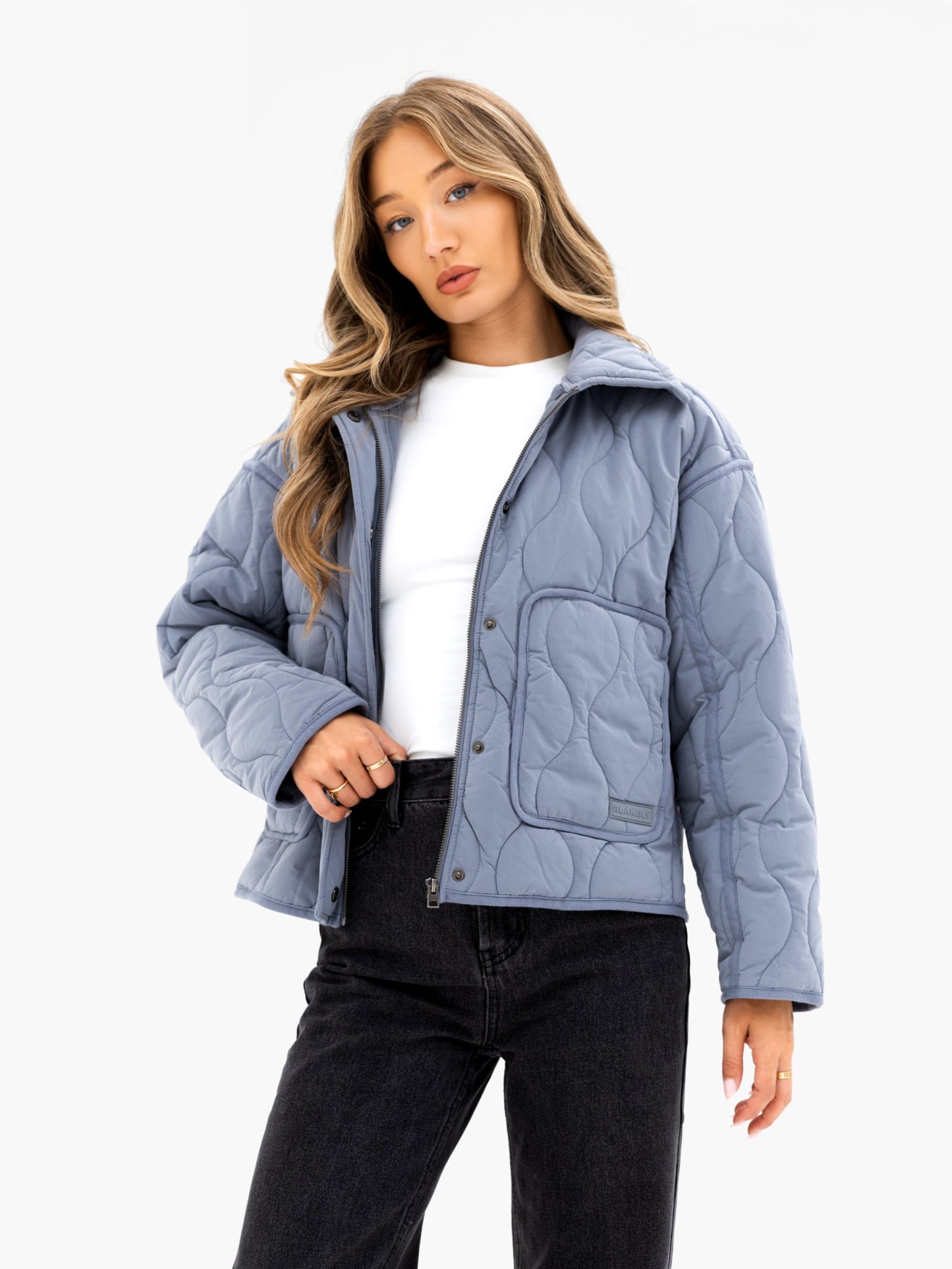 Ariana Quilted Jacket - Dusty Blue