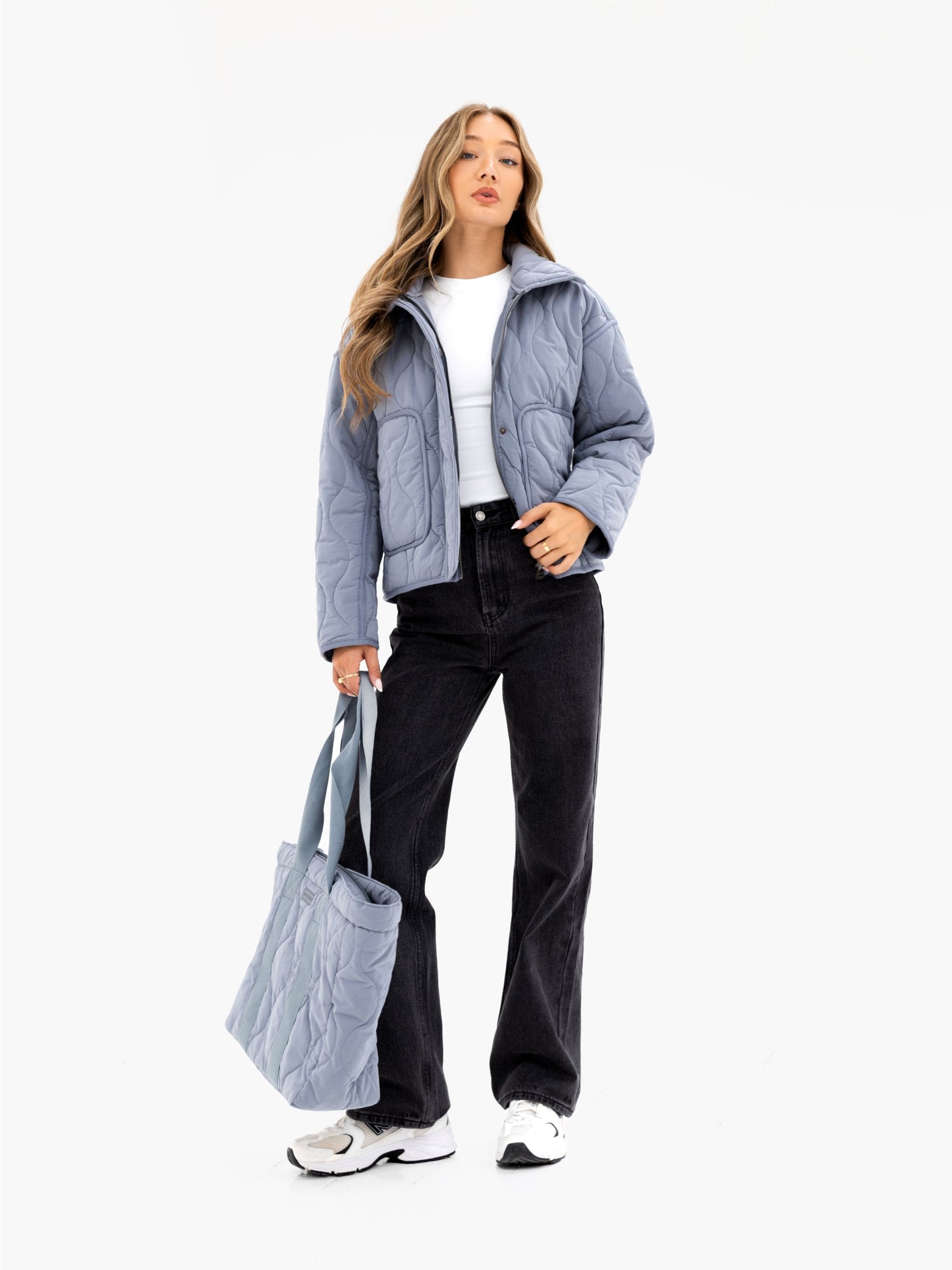 Ariana Quilted Jacket - Dusty Blue