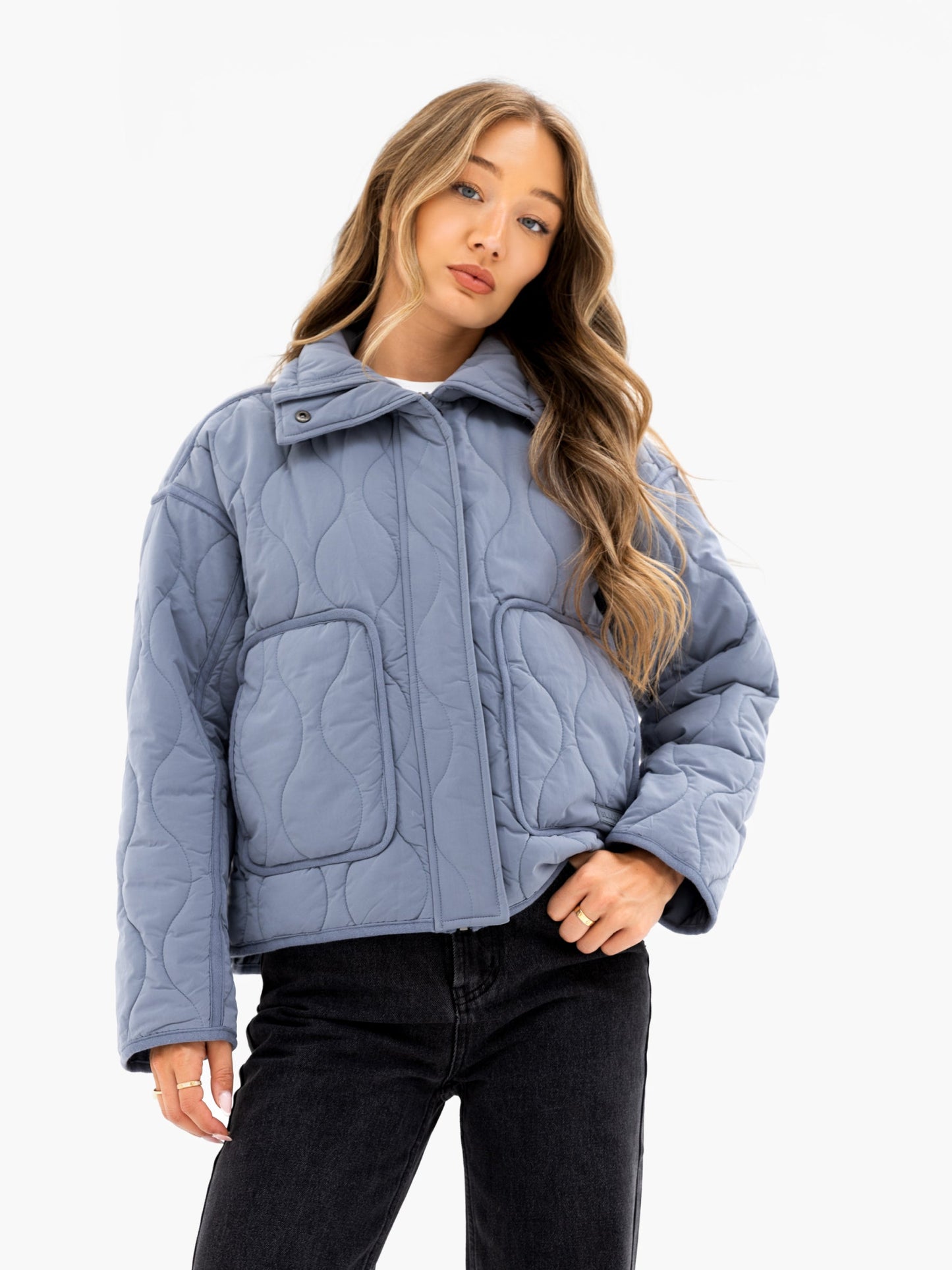 Ariana Quilted Jacket - Dusty Blue