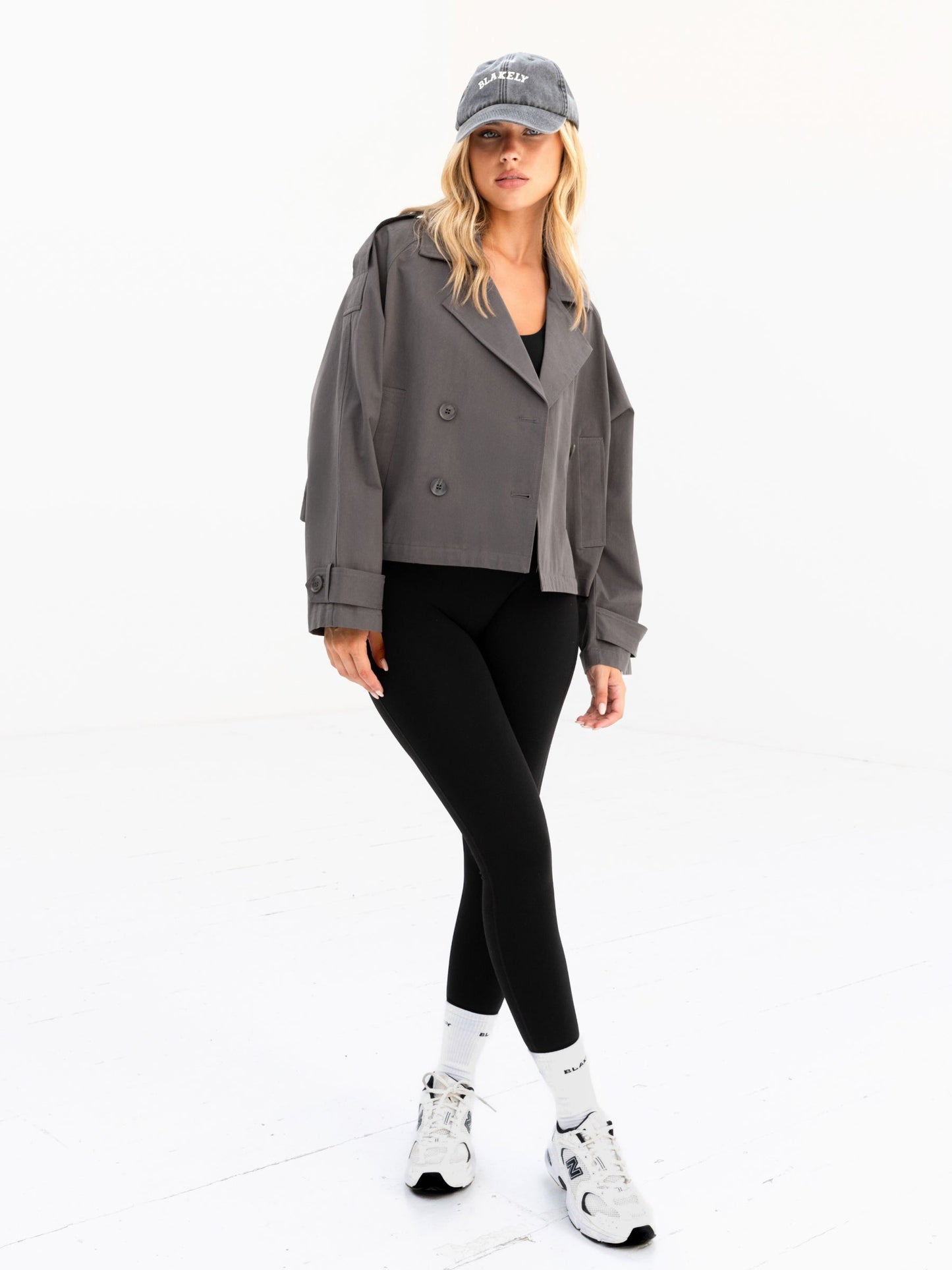 Amara Short Trench Coat - Grey