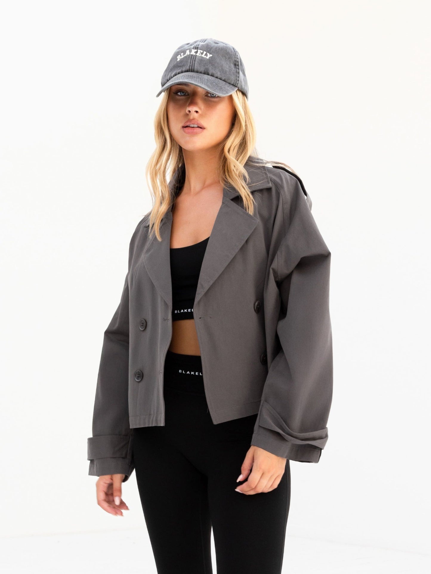 Amara Short Trench Coat - Grey