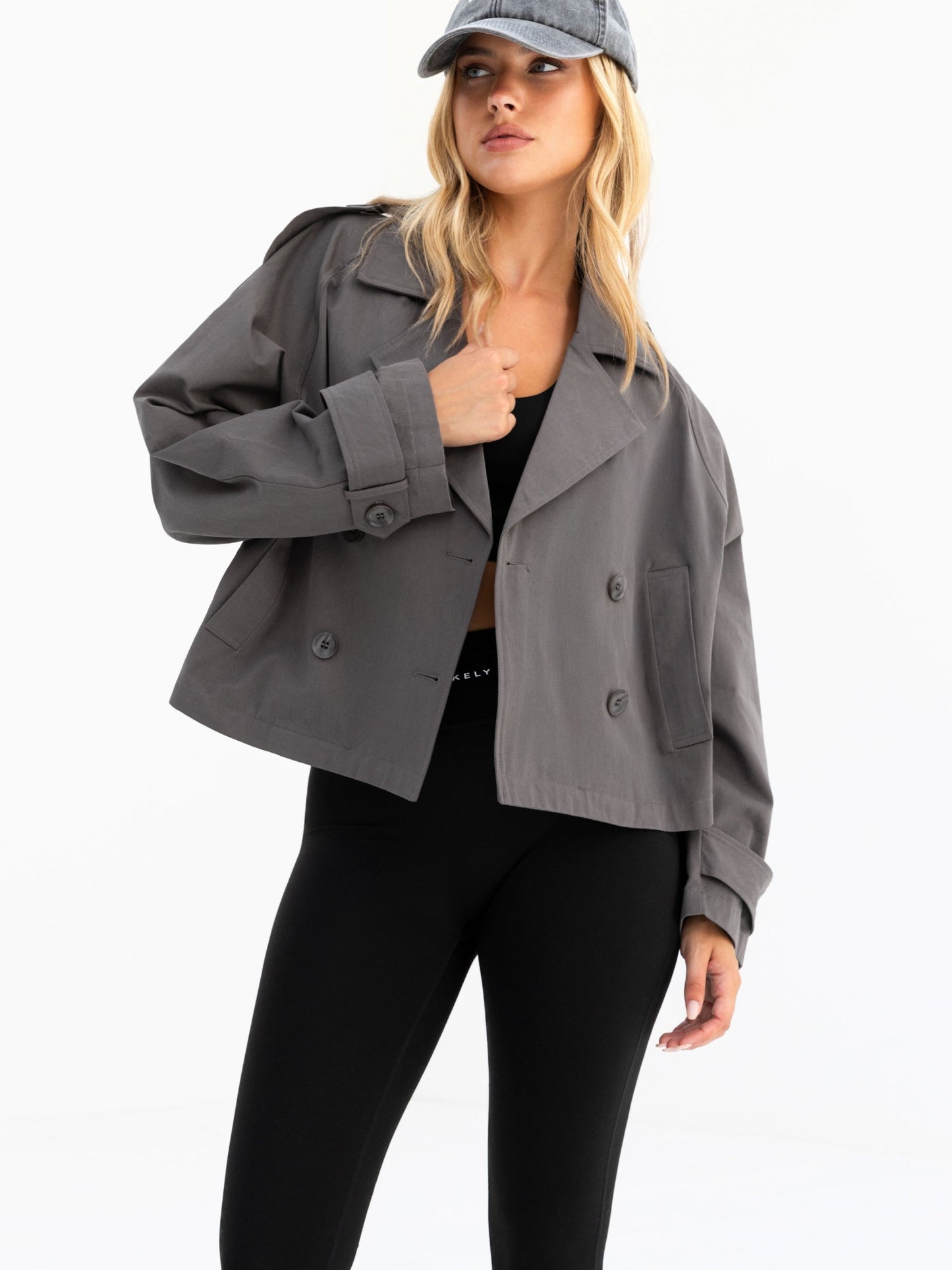 Amara Short Trench Coat - Grey