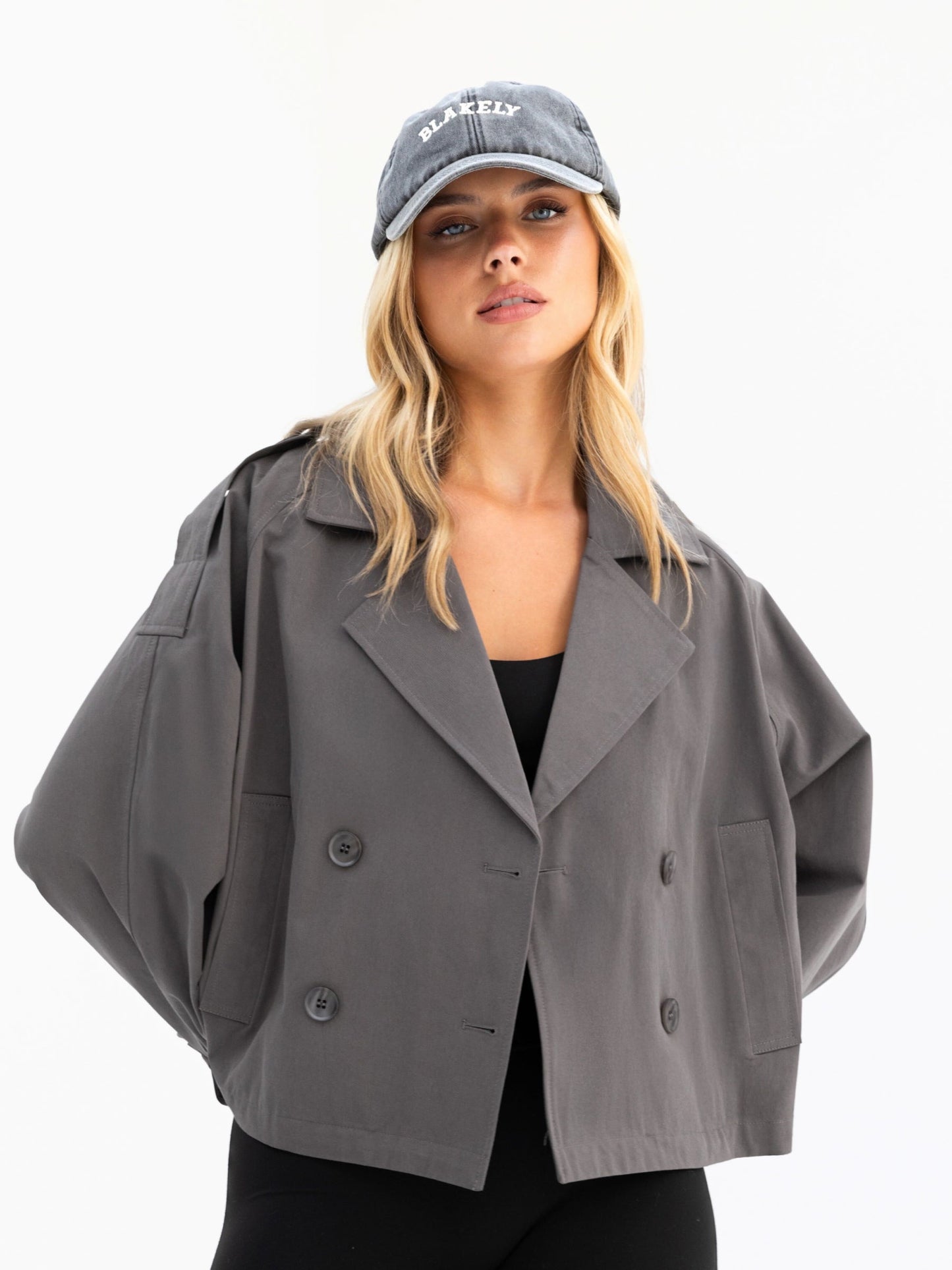 Amara Short Trench Coat - Grey