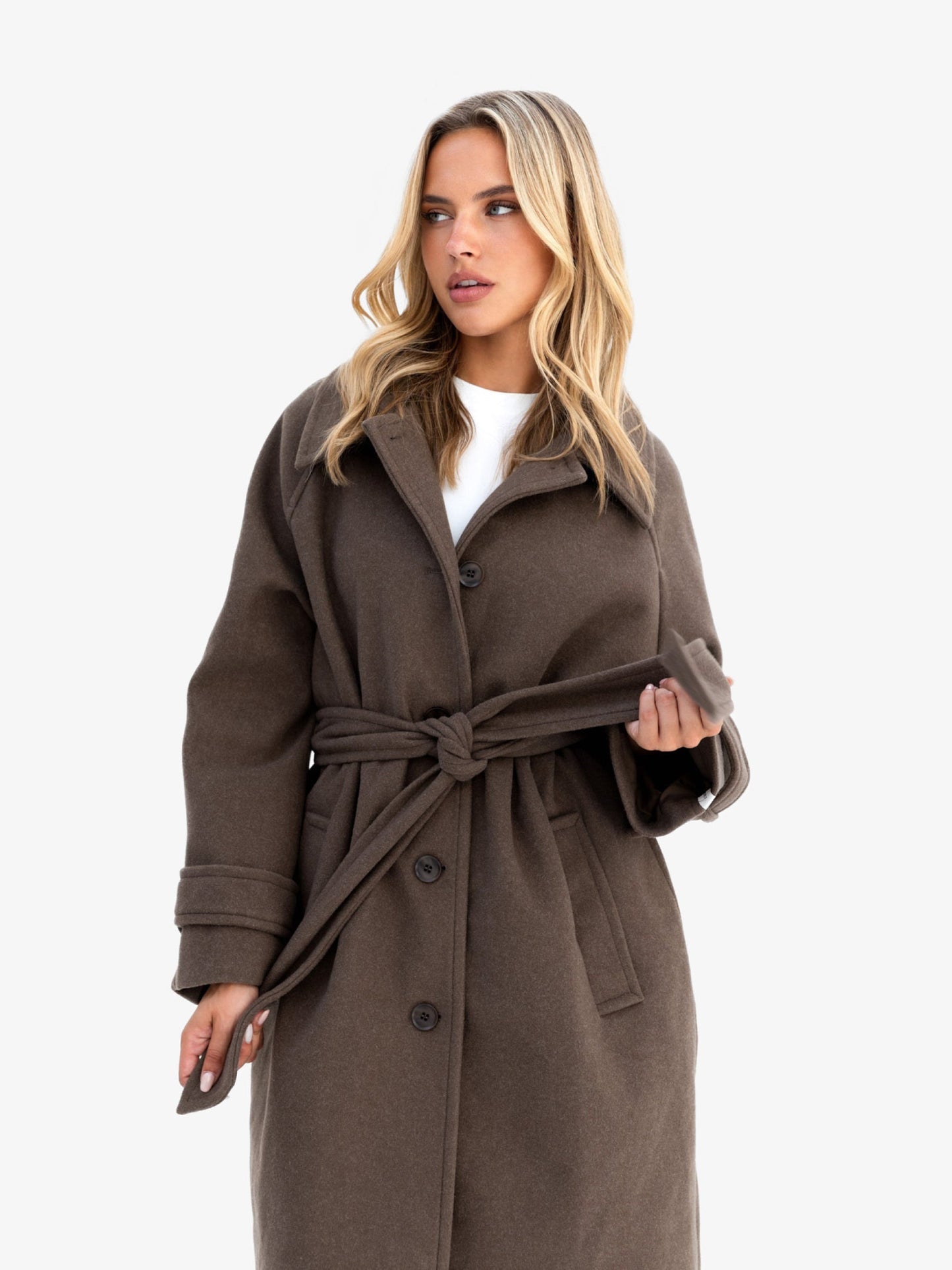 Madalyn Longline Coat - Brown