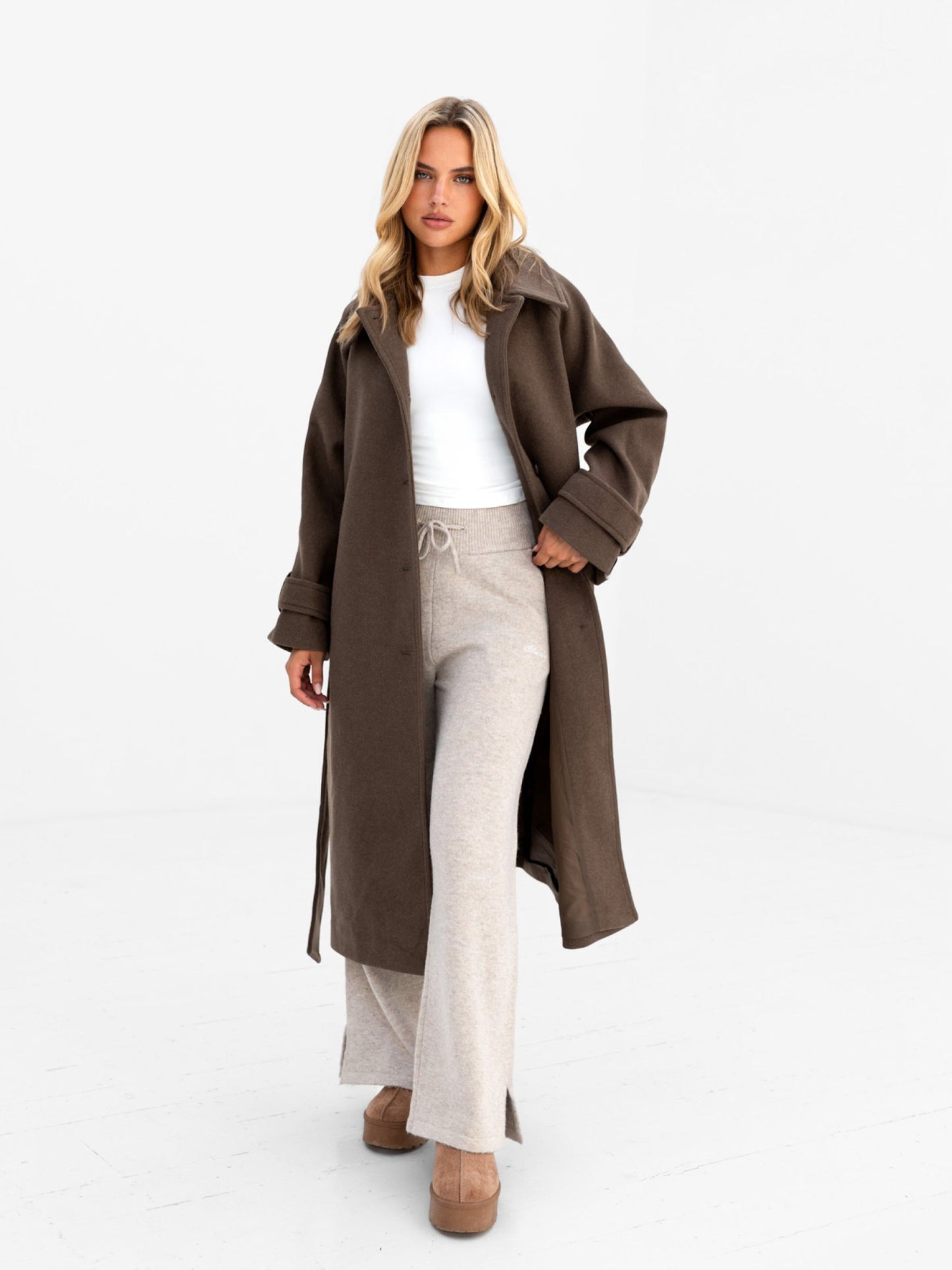 Madalyn Longline Coat - Brown