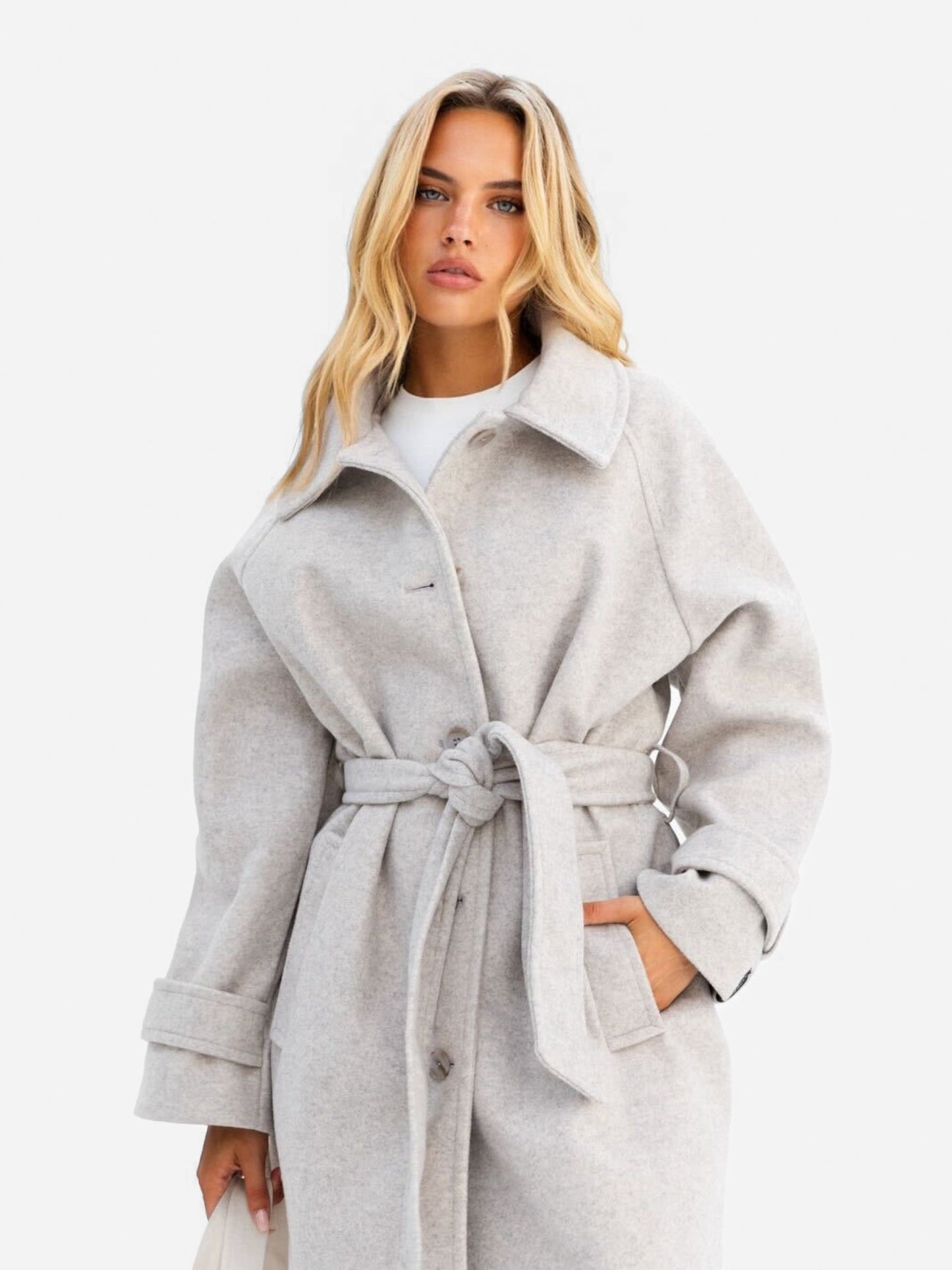 Madalyn Longline Coat - Light Grey