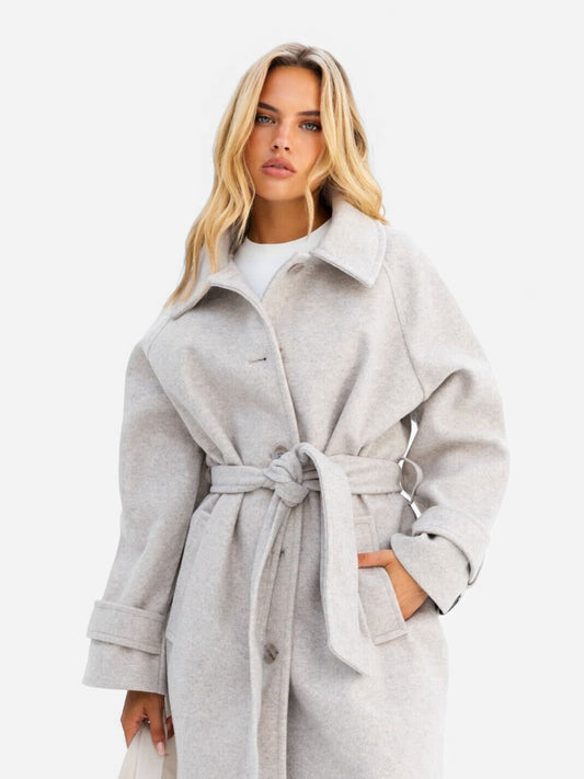 Madalyn Longline Coat - Light Grey