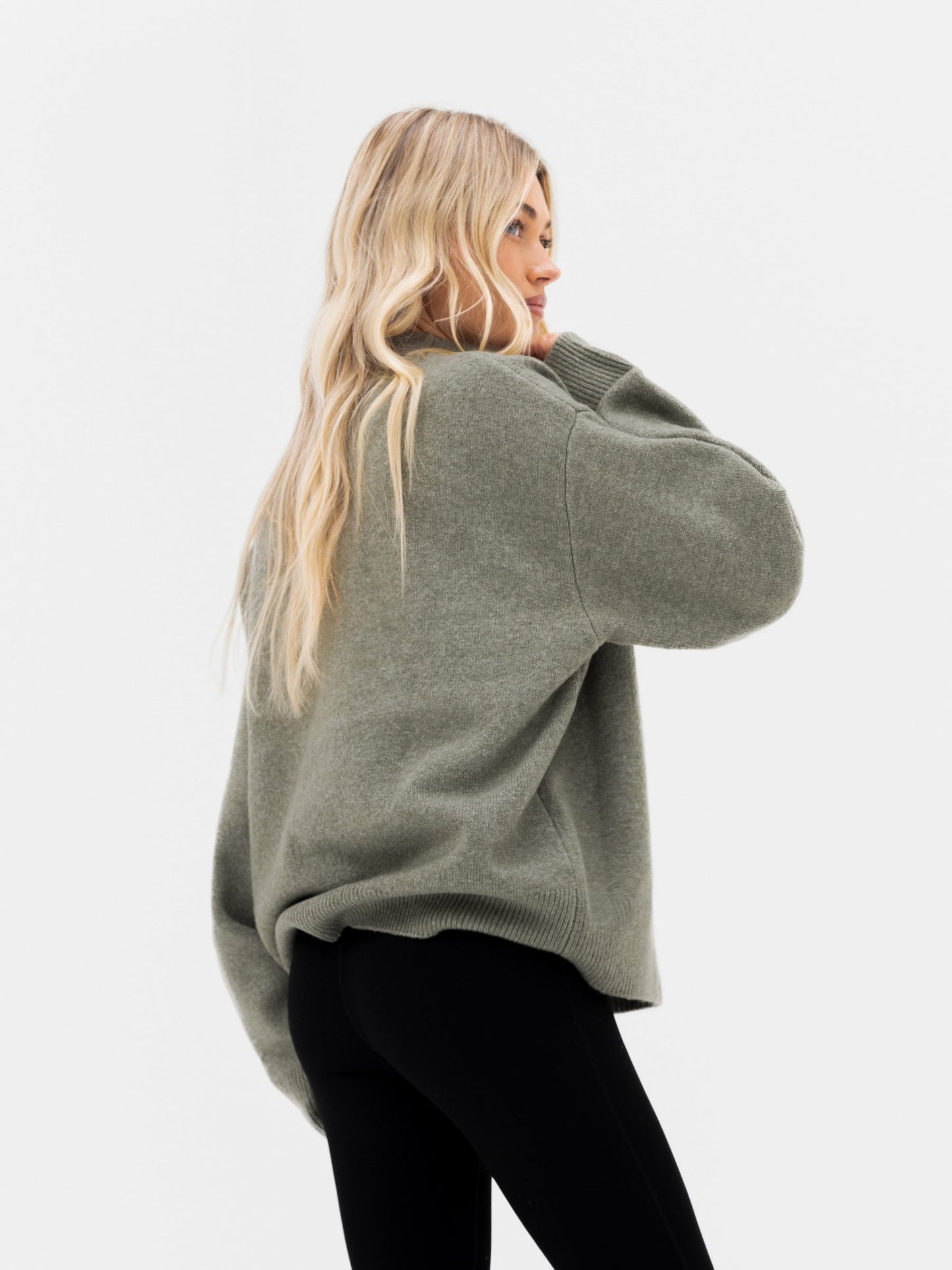 Oversized Knitted Sweater - Safari Green