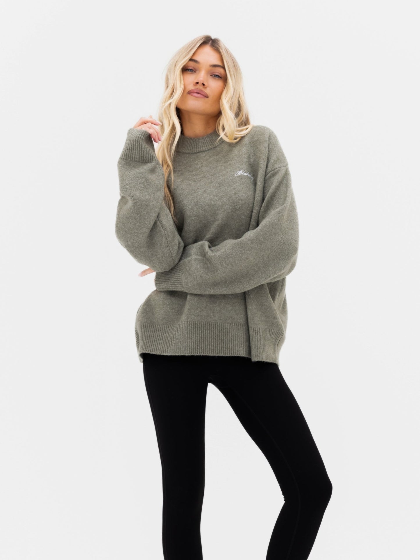 Oversized Knitted Sweater - Safari Green