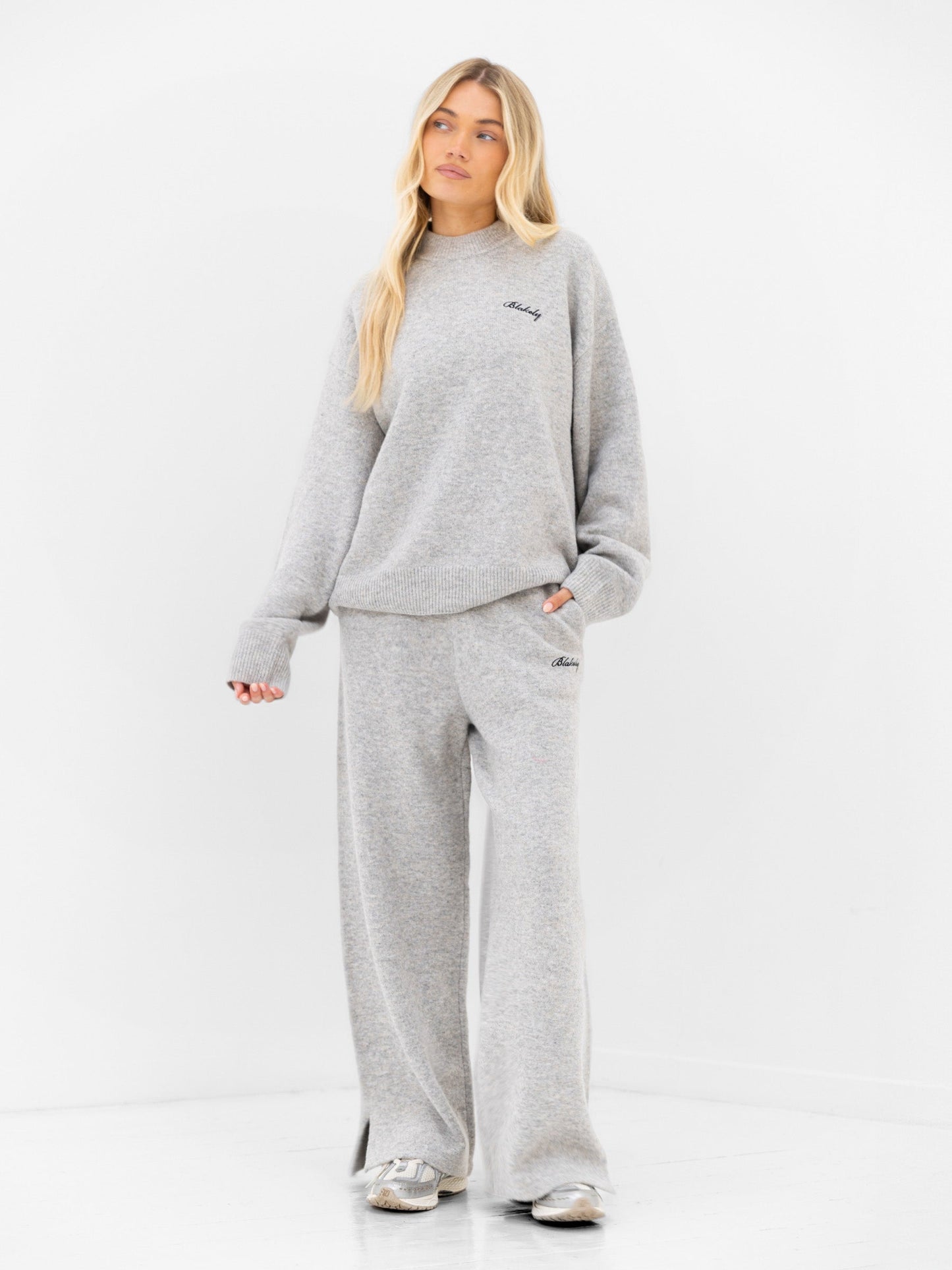 Oversized Knitted Sweater - Marl Grey